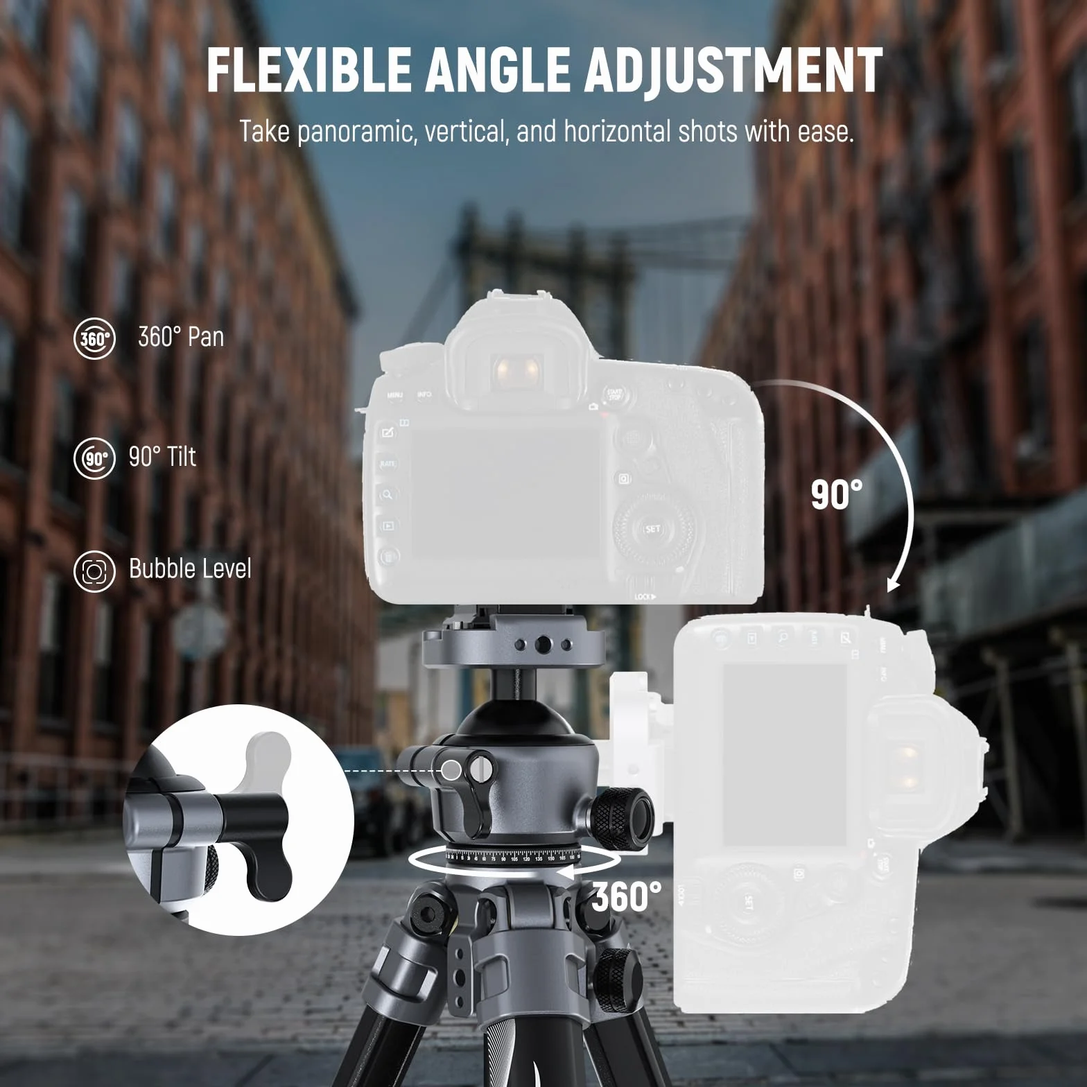 NEEWER LITETRIP LT07 154.9 cm aluminiowy statyw podróżny do aparatu z głowicą kulową Pan Tilt, niskoprofilowa głowica kulowa, płyta Arca QR, kompatybilna z płytą statywu Peak Design V3, podwójna oś
