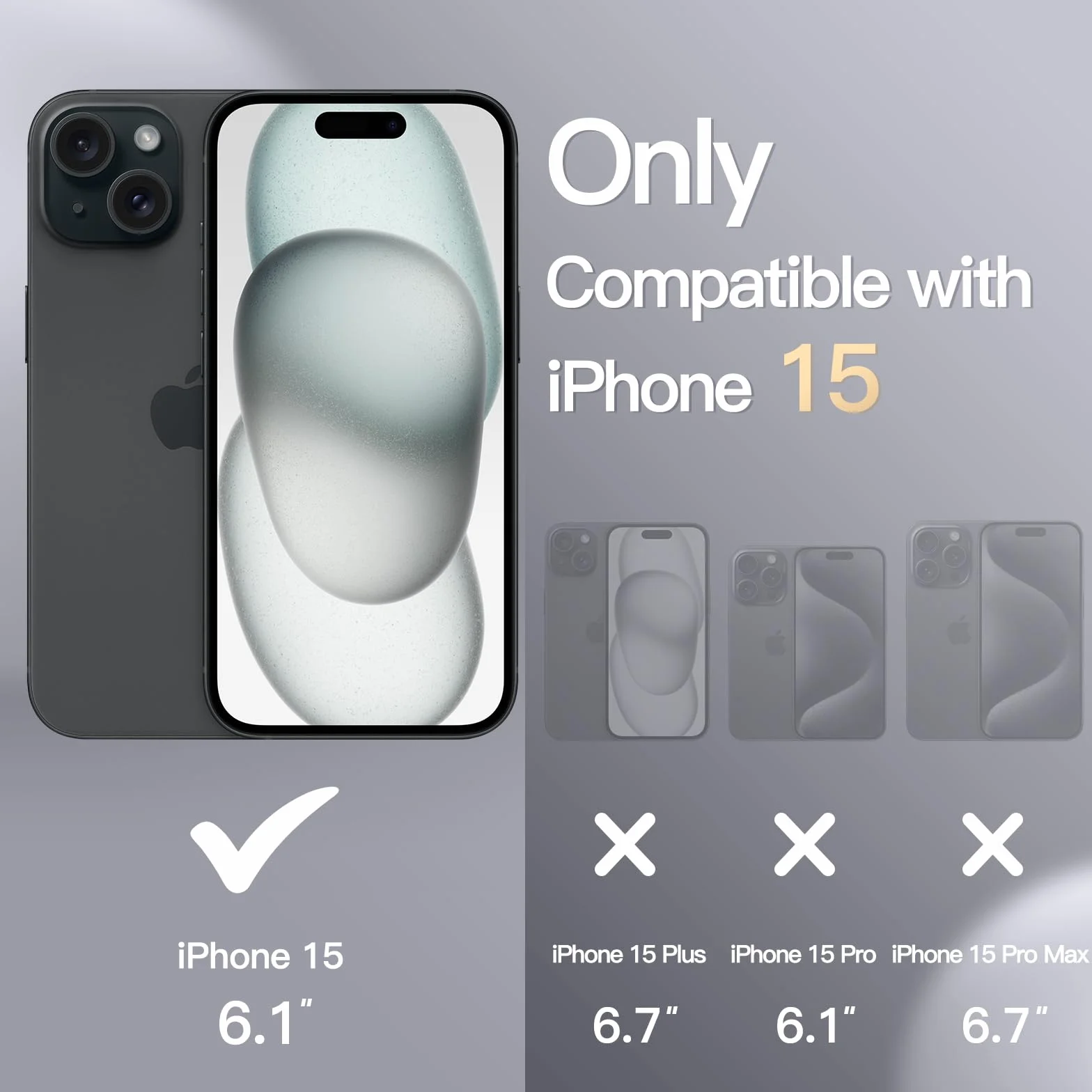 JETech Silikonowe Etui dla iPhone 15 6,1 Cala, Jedwabisty Miękki w Dotyku Futerał Ochronny na Całe Ciało, Odporny na Wstrząsy Case (Sztormowy Błękit)
