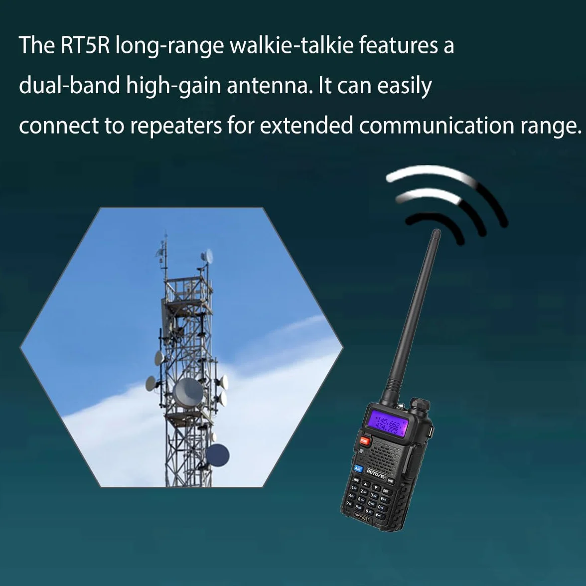 Retevis RT5R Walkie Talkie Professional, Dwuzakresowy Walkie Talkie Dalekiego Zasięgu z Ładowarką USB, Krótkofalówka 128 Kanałów VOX FM Radio Alarm Awaryjny Magazynu, Polowanie, Nagły (Czarny, 2 Szt)