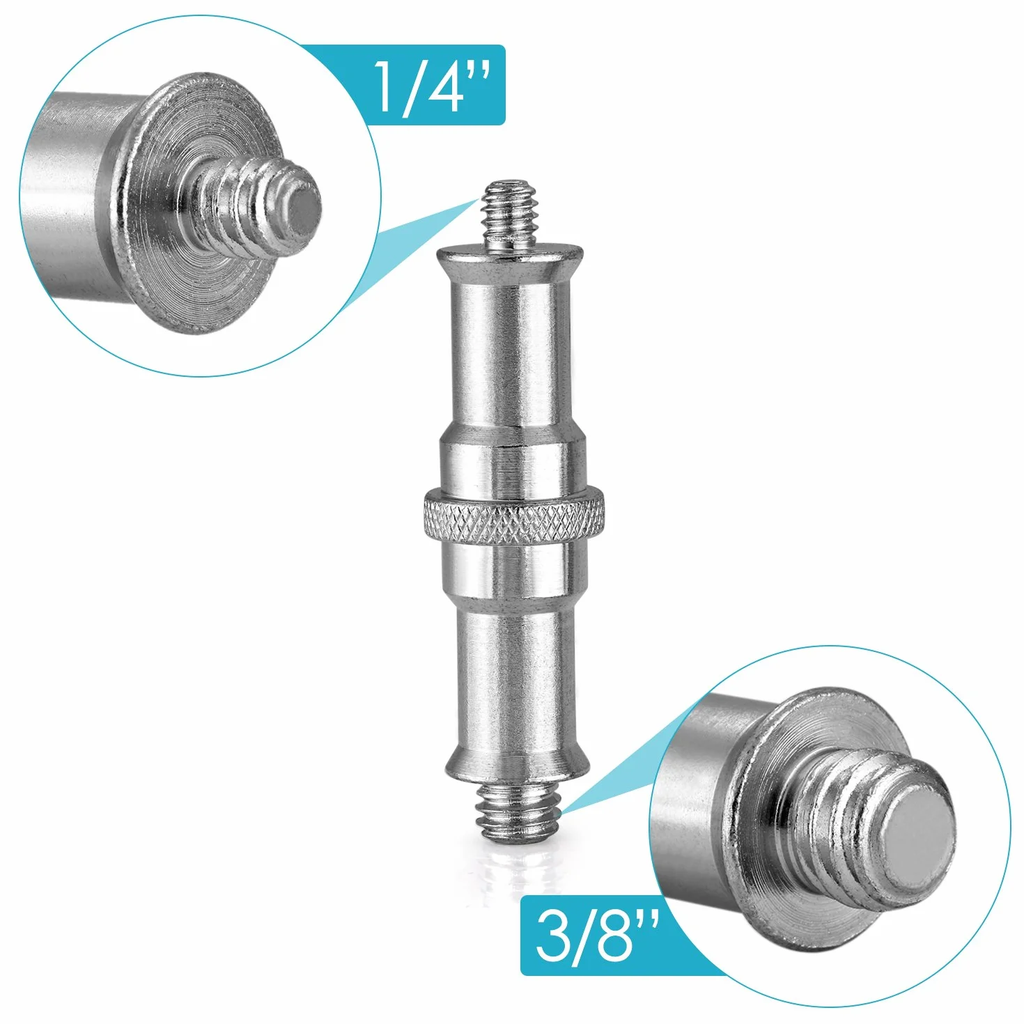 Neewer 2 sztuki standardowy 1/4 na 3/8 cala metalowy męski konwerter gwintowany adapter śruba śruba kołki do stojaka do oświetlenia studyjnego, adapter do Hotshoe/głowica kulowa, bezprzewodowy odbiornik flash, wyzwalacz