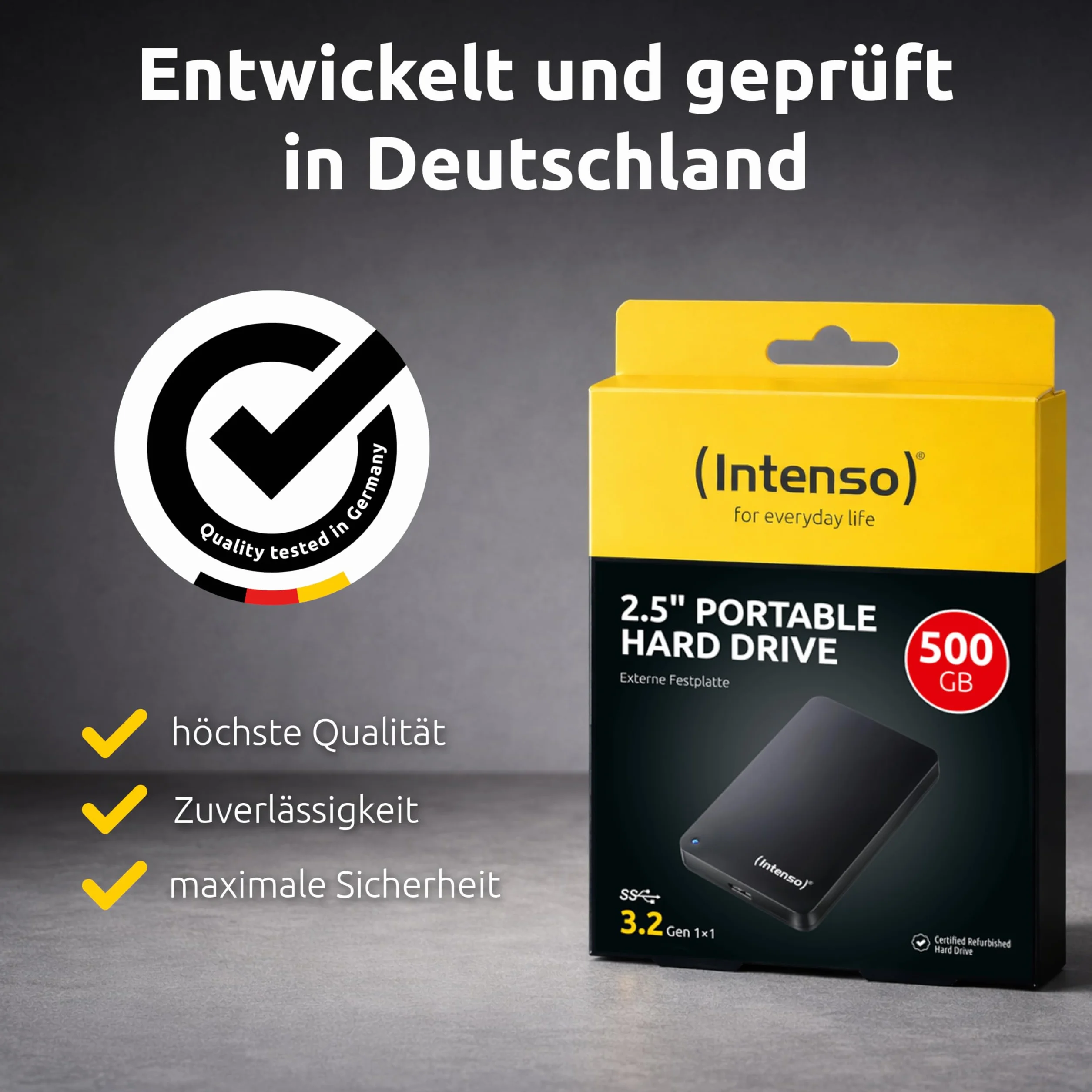 Intenso 6021530 500GB Memory Case USB 3.0 5400rpm 2.5 Inch External Hard Drive - Black