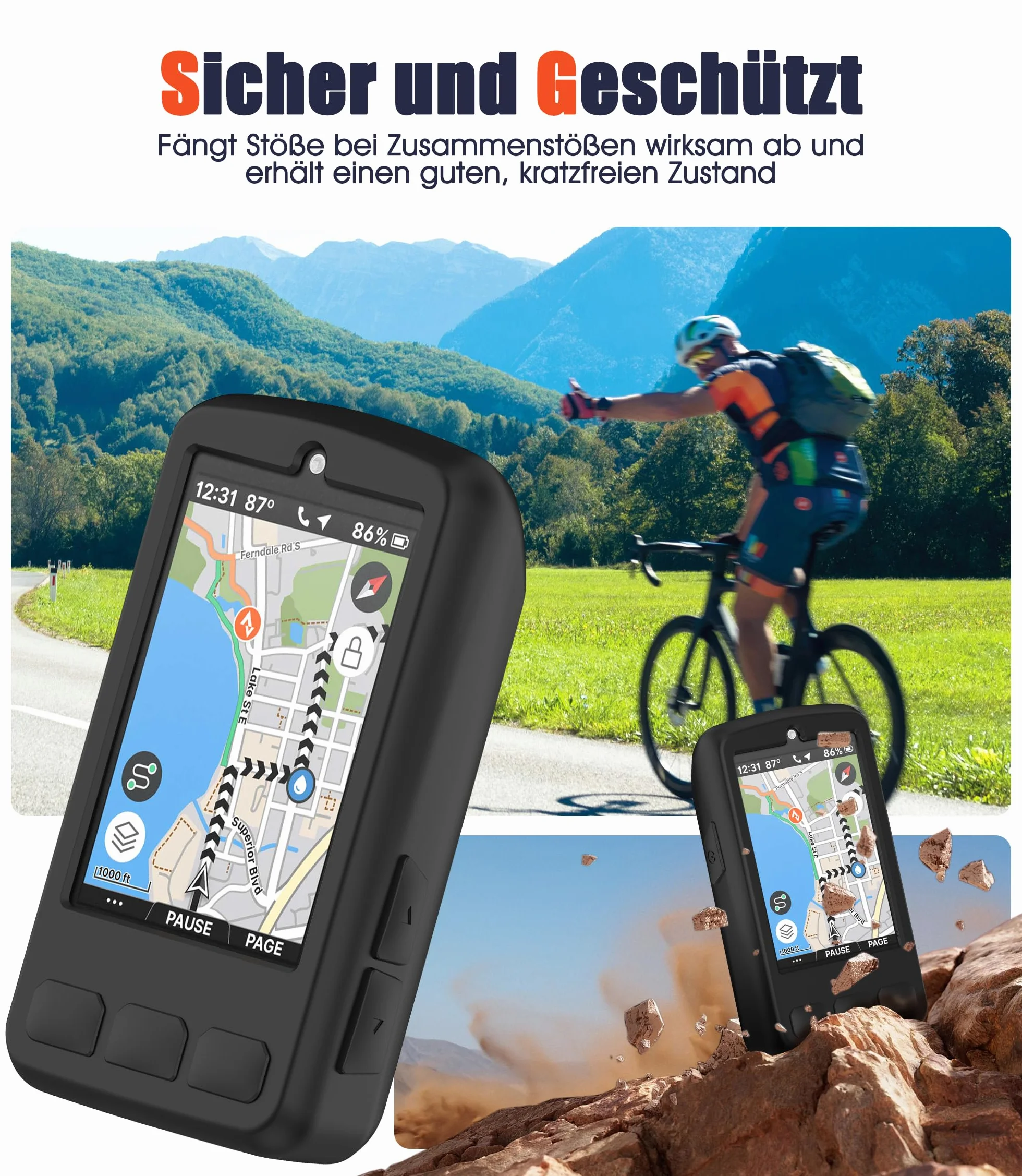 Silikonowe etui do Wahoo ELEMNT ROAM 3/ROAM V3 + 2 osłony ekranu PET, kompleksowa ochrona