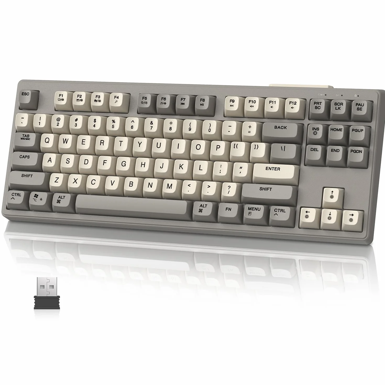 M87 TKL – bezprzewodowa klawiatura do gier z dwoma trybami, Bluetooth/2,4 GHz, nasadka na klawisze z PBT, akumulator 4000 mAh, podświetlana klawiatura w kolorze tęczy z wyczuciem mechanicznym – Ser