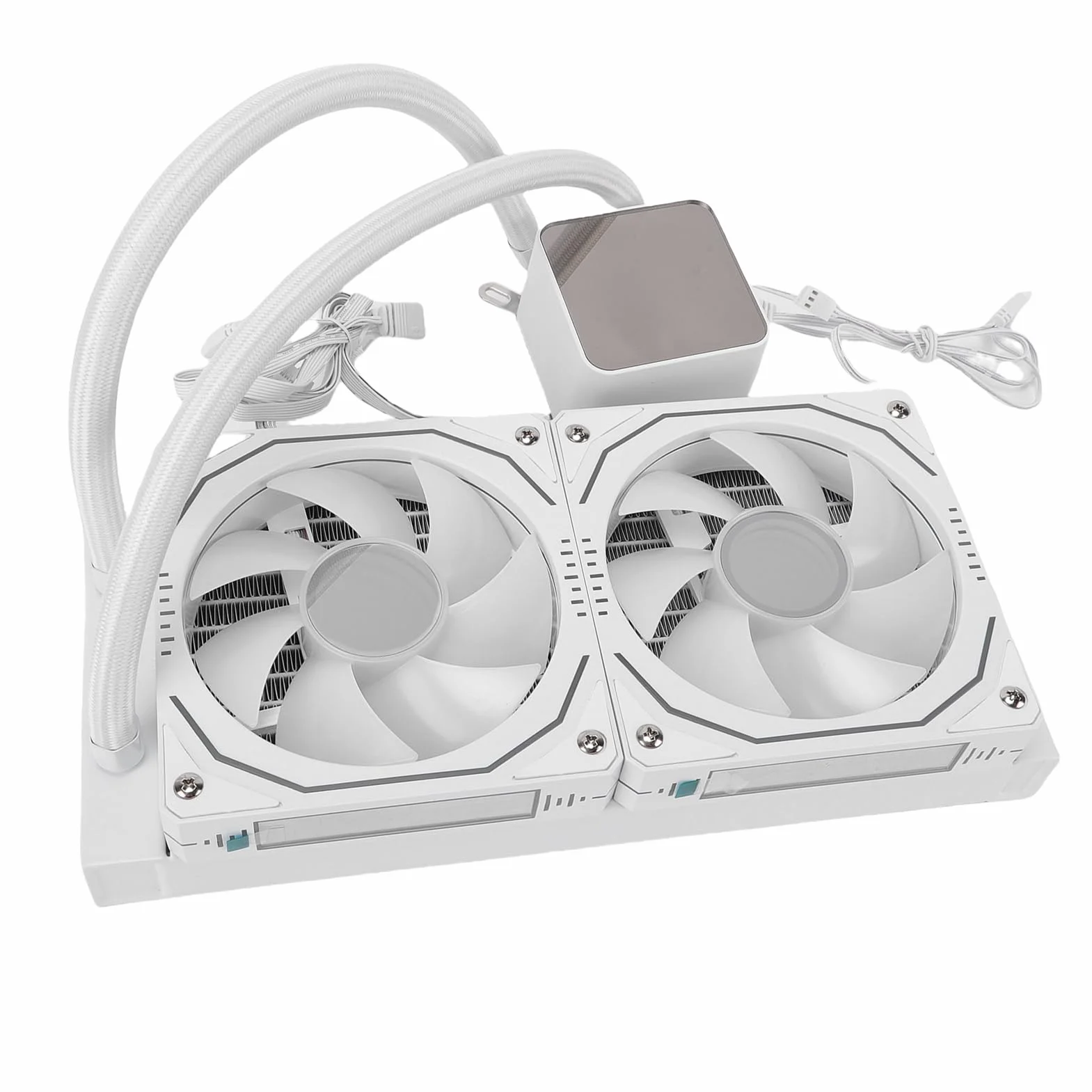 Chłodnica Cieczowa Procesora 2,2 Cala z Ekranem LCD, Chłodnica Wodna AIO 240 Mm dla LGA1700/1851/1200/115X i AM5/AM4, ARGB Sync PWM z pompą i Podwójnymi Wentylatorami (WHITE)