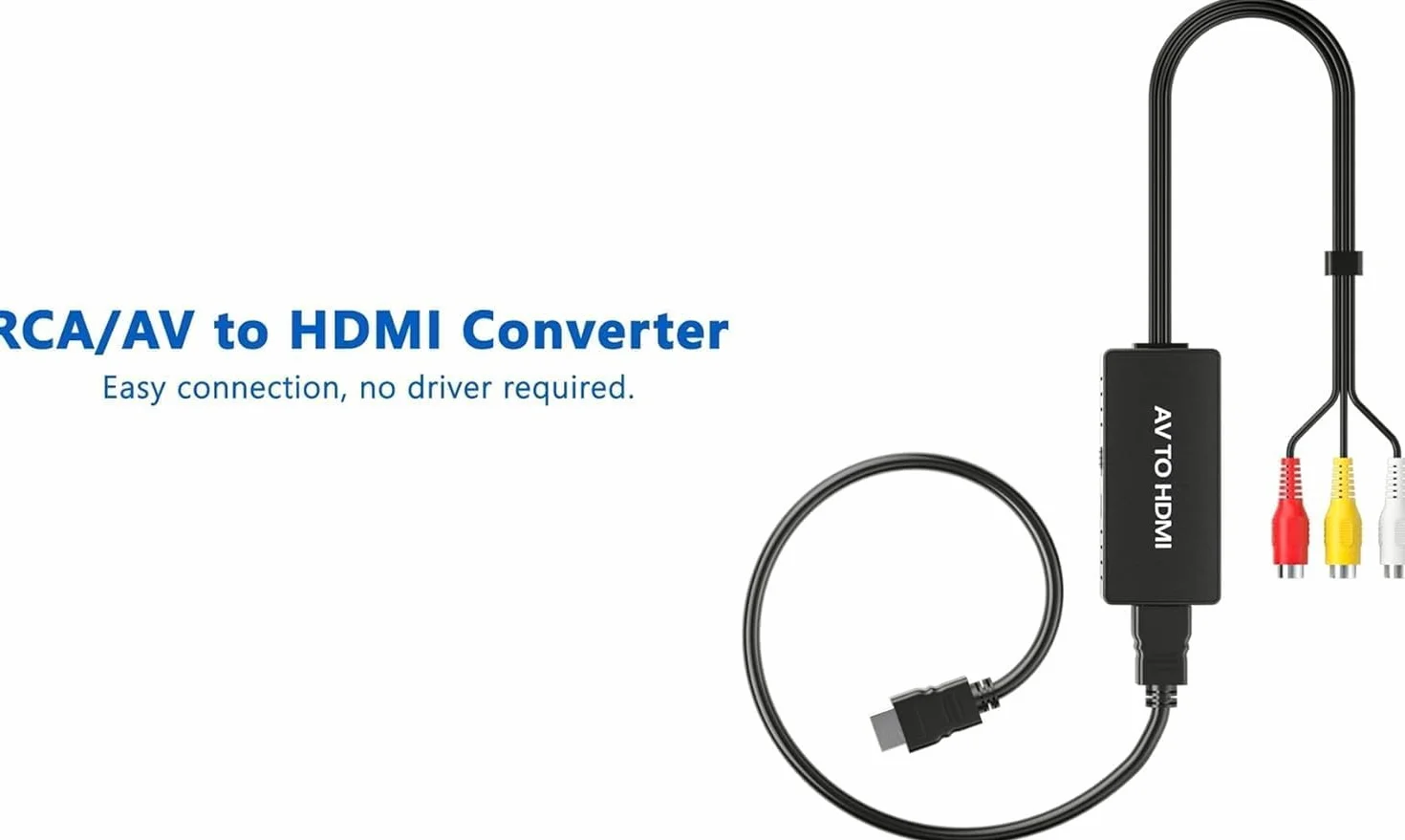 Konwerter RCA na HDMI, adapter AV na HDMI, 720P/1080P RCA Composite CVBS Adapter obsługuje PAL/NTSC do komputera, laptopa, telewizora, WII, Xbox, PS2, PS3, STB, VHS, VCR, odtwarzaczy DVD
