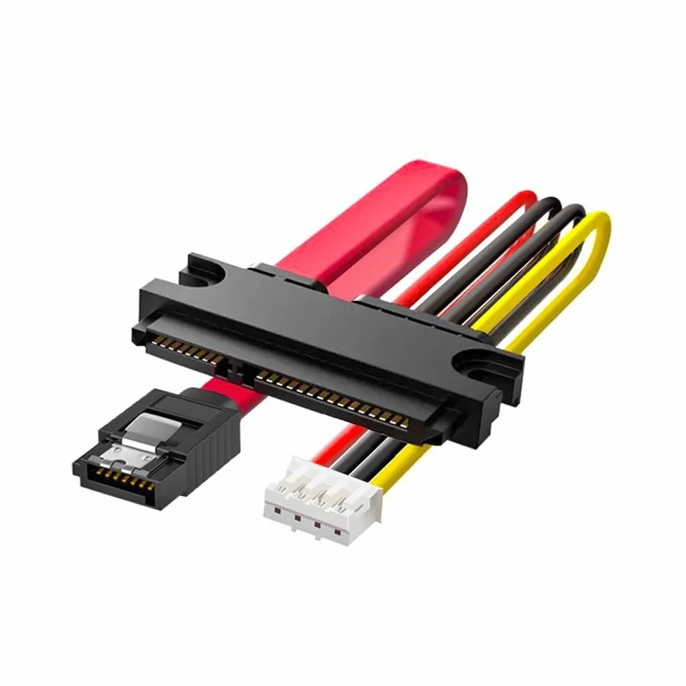Namvo kabel zasilający dysk twardy zintegrowany, Mini-Ph2.0 4-pinowe gniazdo i SATA 3.0 wtyczka na SATA 22-pinowe (7+15-pinowe) kabel danych SATA 3 6 Gbit/s
