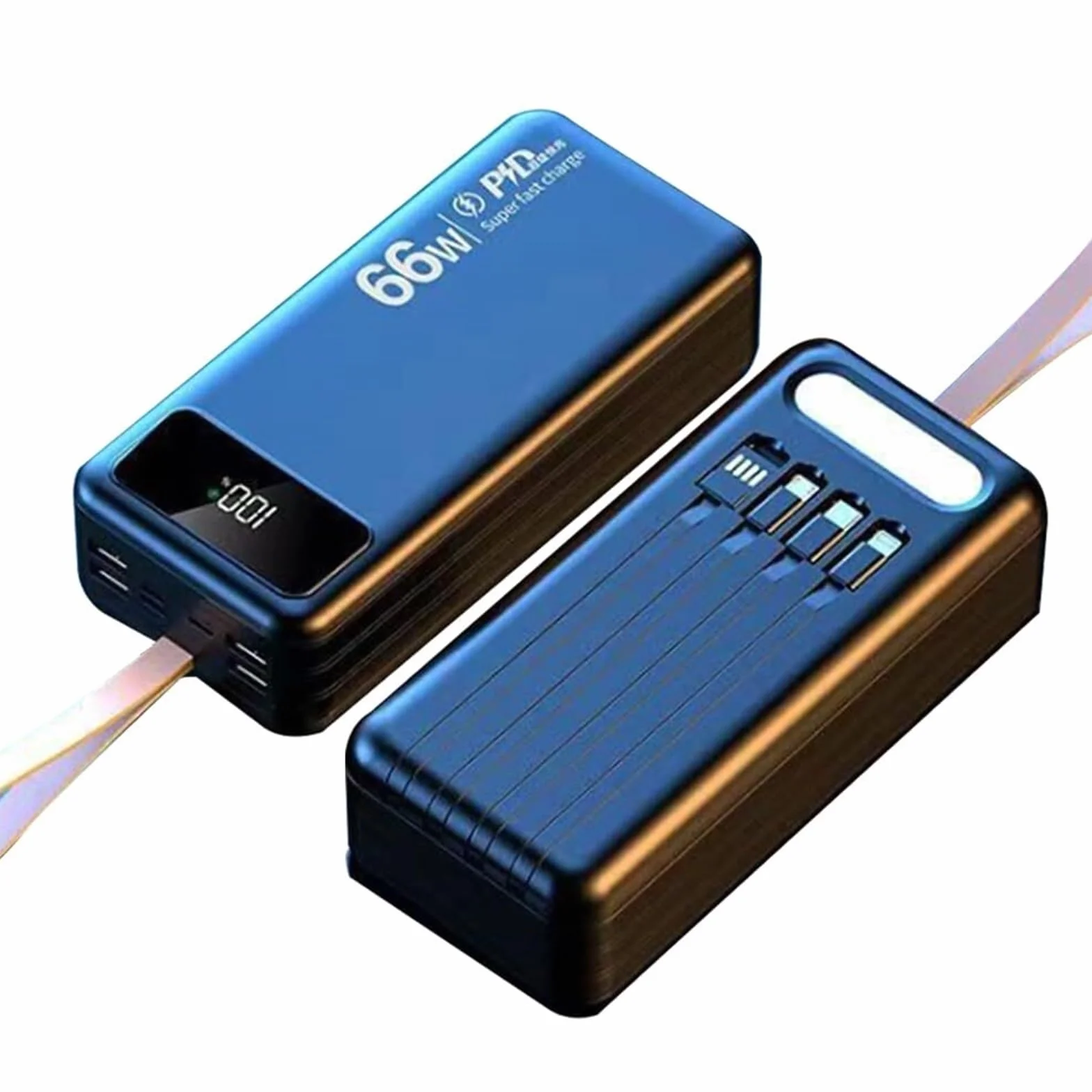 Przenośna ładowarka Power Bank, 10 0000 mAh, szybkie ładowanie, zewnętrzny akumulator z wbudowanym kablem wyjściowym USB-C (22,5 W) i kablem wyjściowym i-OS (20 W), powerbank na kemping, podróż (D