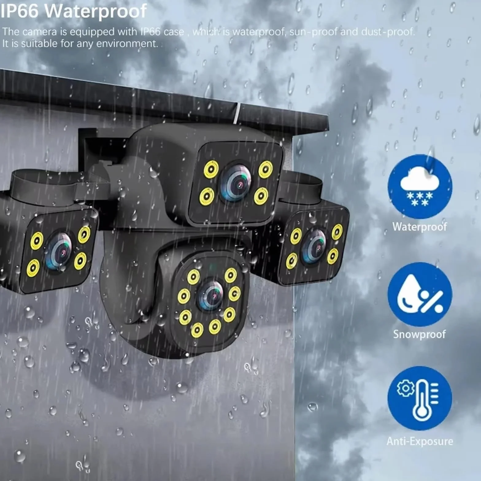 Kamera bezpieczeństwa, Nadzór wideo z 3 obiektywami Kamera 15MP Sieć Wi-Fi CCTV Bezprzewodowy Monitor 360° Zewnętrzne wodoodporne kamery bezpieczeństwa(15MP WIFI NO Card)