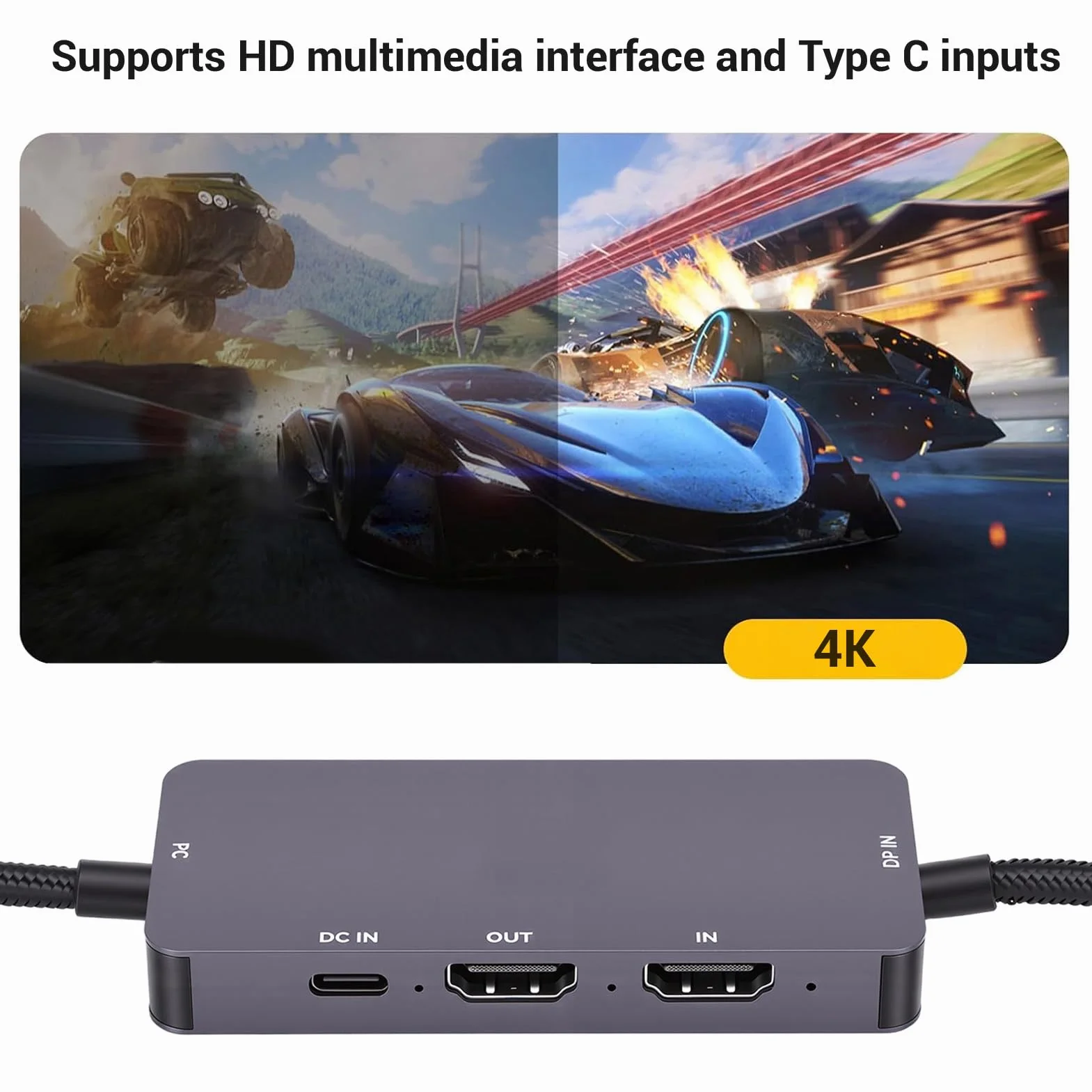 Karta Przechwytywania Wideo Wejście Wyjściowe 4K 60 Hz USB 3.2 Gen 1 Adapter na USB, Nagrywanie 1080p60 do Przesyłania Strumieniowego, Gier i Wideokonferencji, Typ C, 100 W PD, Małe