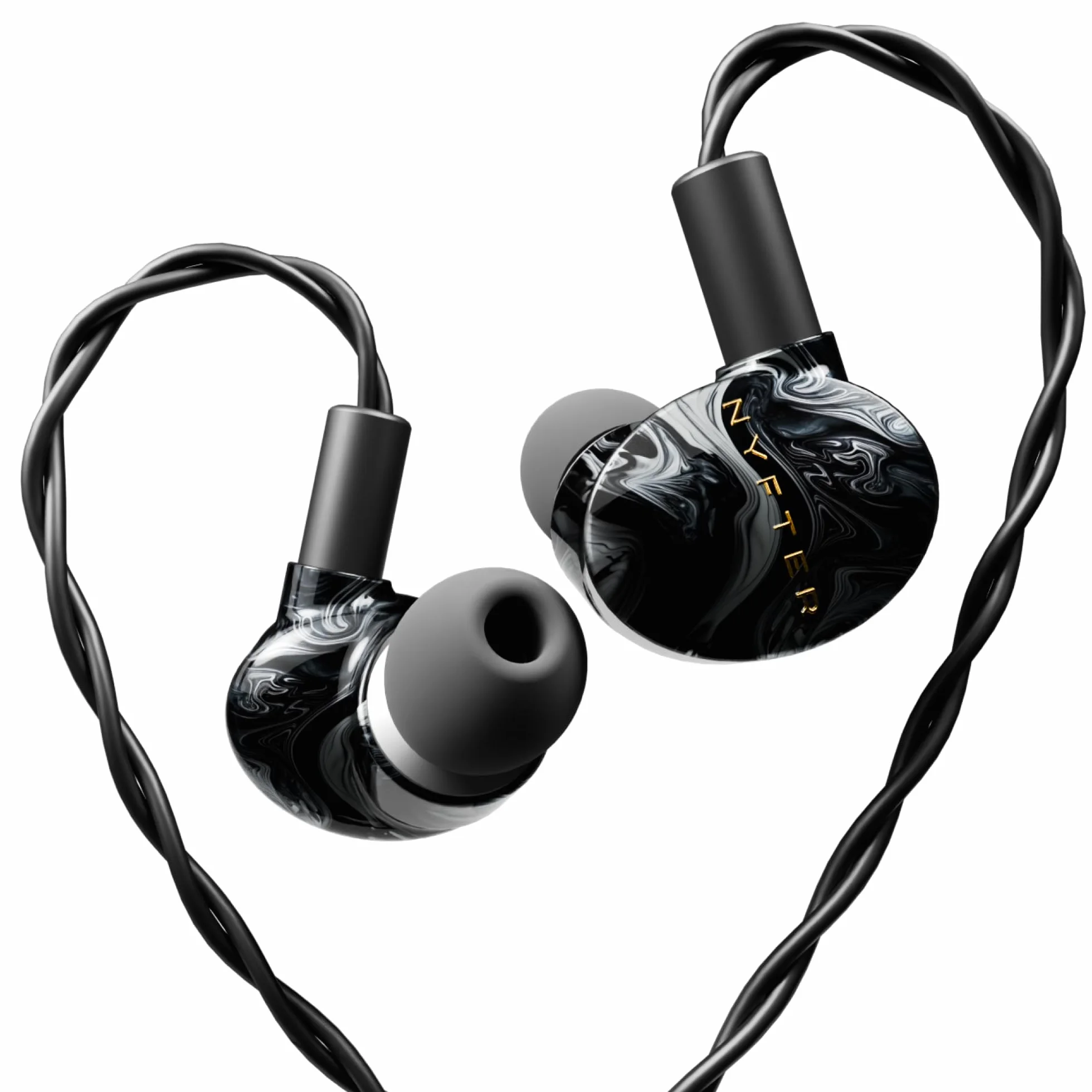 Nyfter - Mizu Gaming IEM hybrydowe monitory douszne, słuchawki HiFi z ręcznie wykonaną powłoką z żywicy o wyjątkowym wzornictwie - kabel 2 m - profil dźwiękowy do gier i e-sportu (domyślnie)