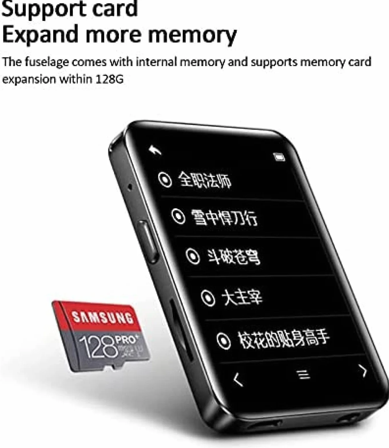 Przenośny odtwarzacz MP3/MP4 z Bluetooth 5.0 - odtwarzacz muzyczny do uruchamiania wbudowanego głośnika z ekranem HD 1,8", radiem FM, dyktafonem, czarny, 16 GB