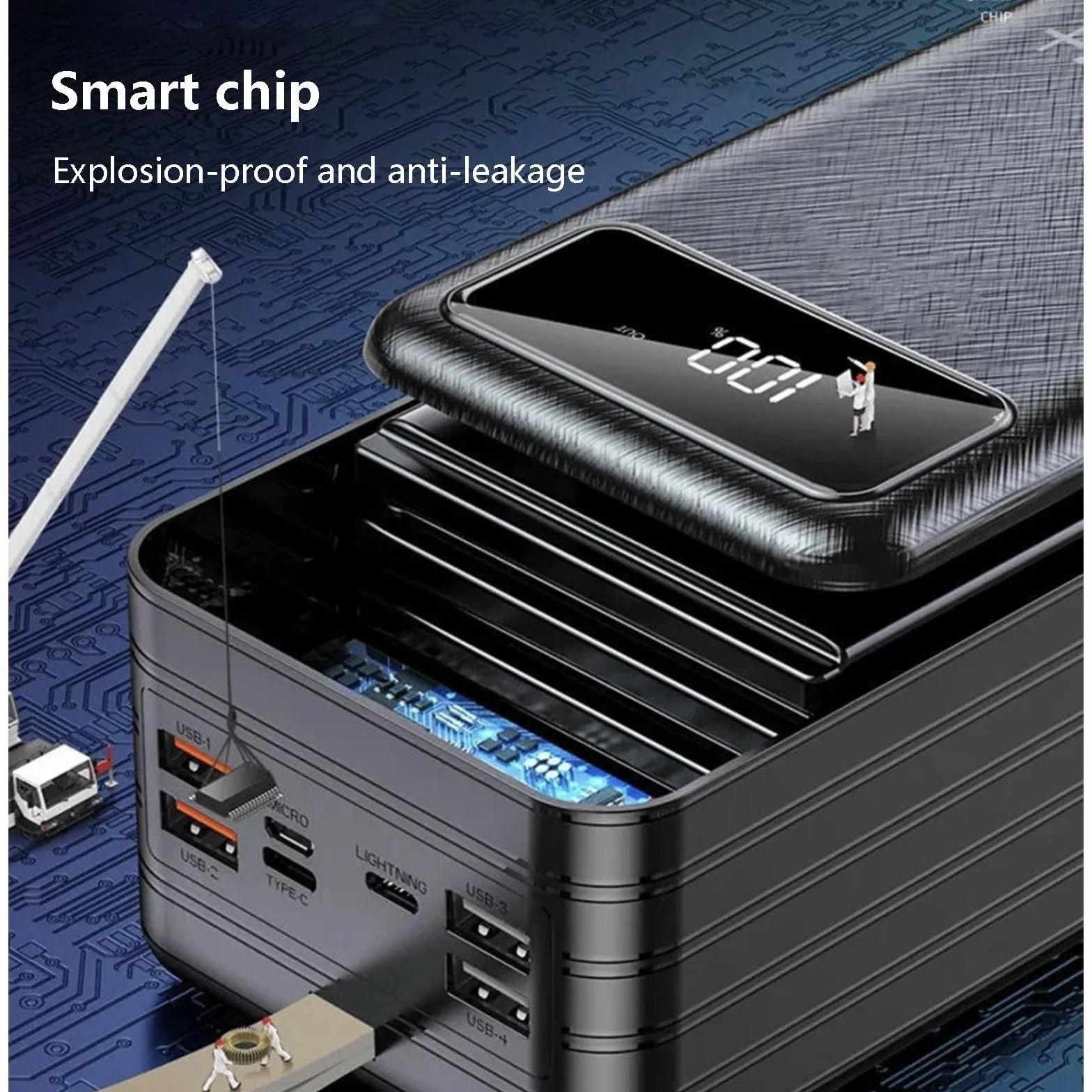 Przenośna ładowarka Power Bank 60000 mAh, duża pojemność, akumulator 22,5 W, super szybkie ładowanie, 4 urządzenia jednocześnie, do smartfonów, tabletów, konsol do gier (czarna)