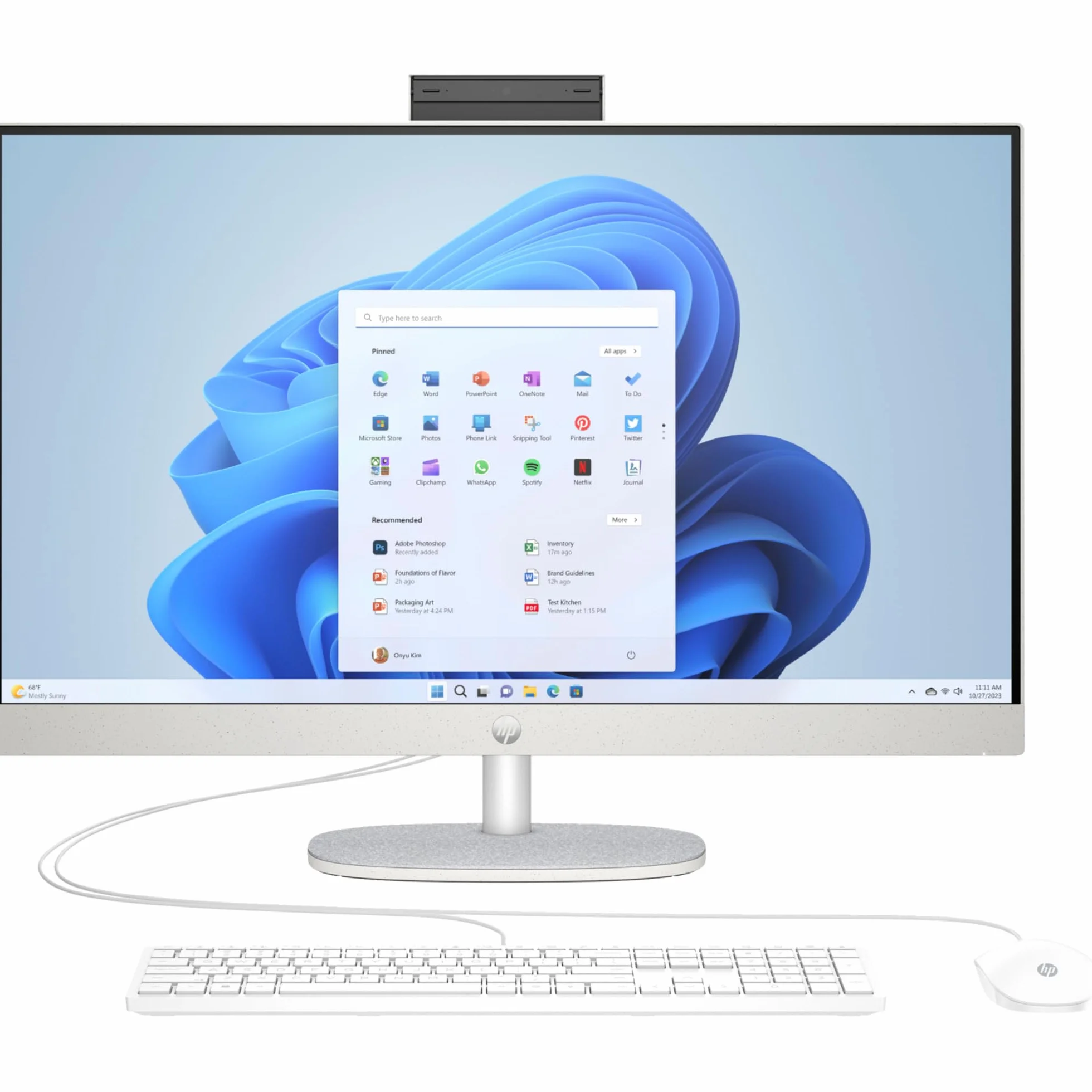 HP Komputer stacjonarny All-in-One | 27" wyświetlacz FHD | AMD Ryzen 3 7320U | 8 GB DDR5 RAM | 512 GB SSD | karta graficzna AMD Radeon | Windows 11 Home | biały