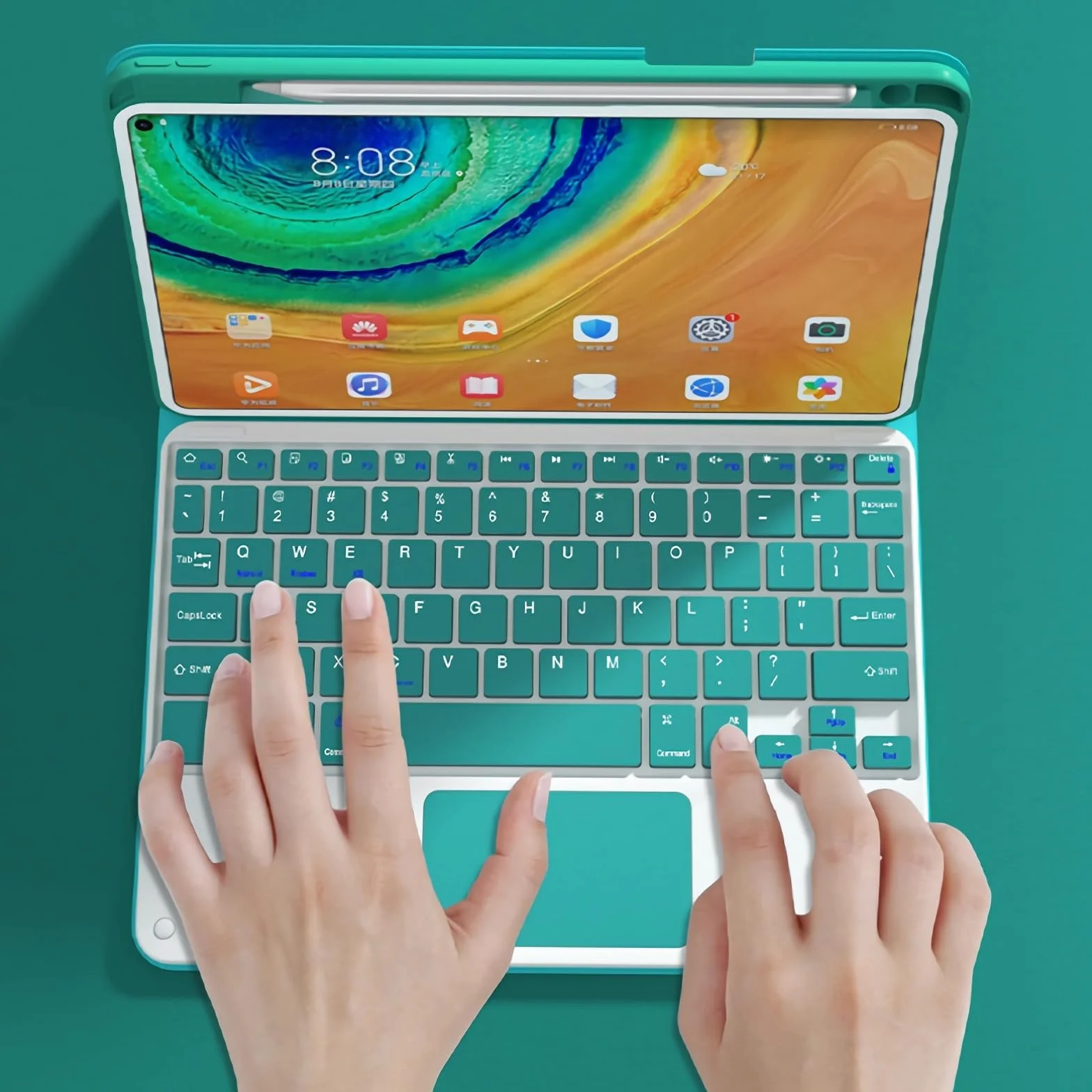 Etui z klawiaturą do Xiaomi Mi Pad 6/6 Pro 11" 2023, Wbudowany Uchwyt Na Ołówek, Magnetyczna Odłączana Bezprzewodowa Podświetlana Klawiatura z Myszą Bluetooth,Pink