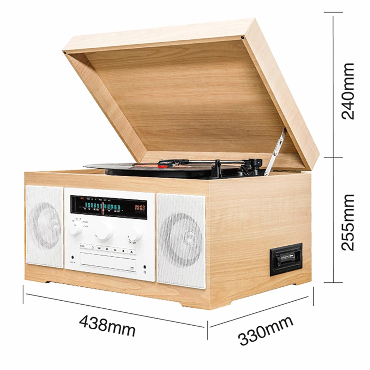 GZPKJ Gramofon Bluetooth, odtwarzacz CD i kasetowy, z radiem Am/FM, wejście/wyjściem audio, funkcją słuchawek, do muzyki, wiadomości, serii, informacji o pogodzie i ruchu