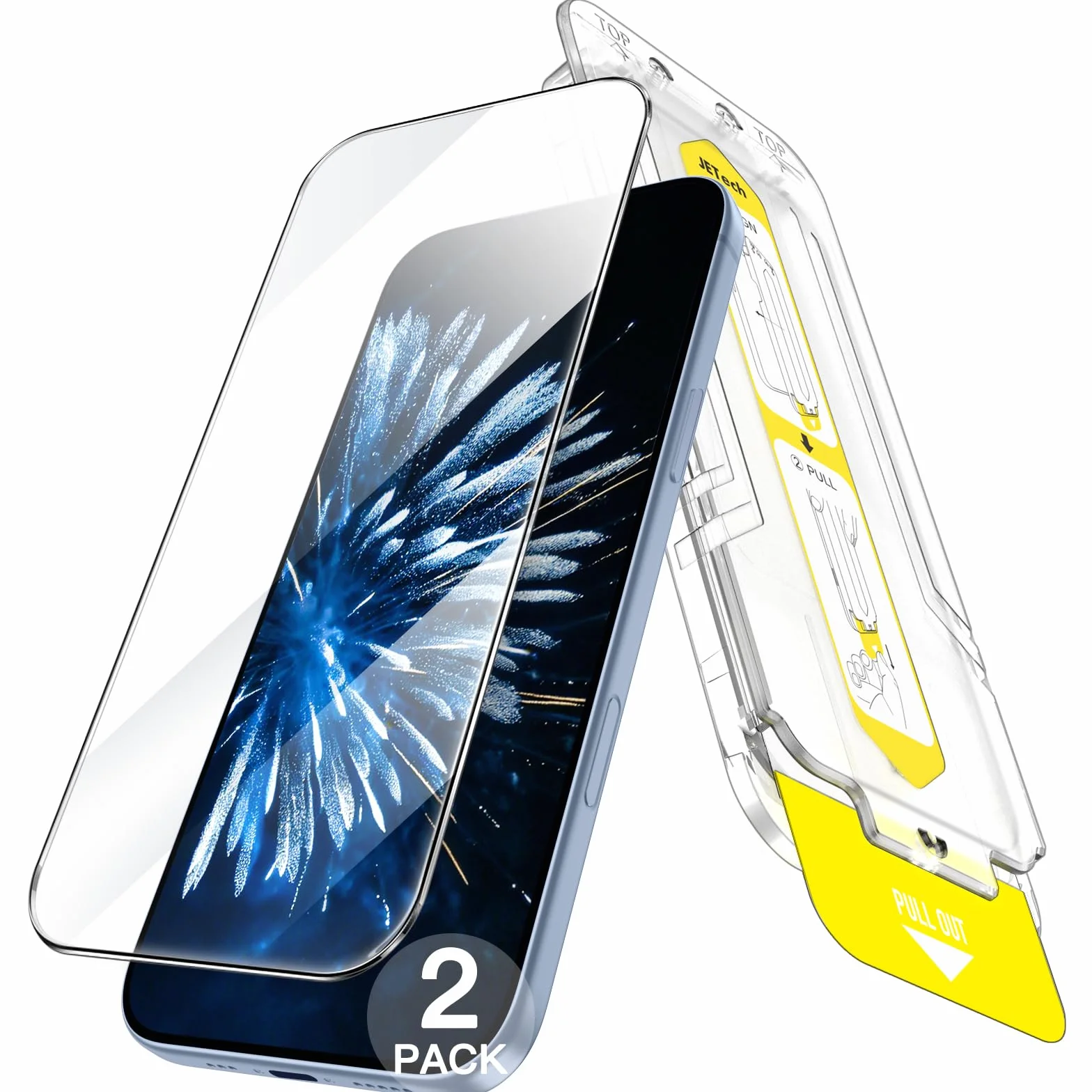 JETech Ochraniacz Ekranu dla iPhone 17 6,3 Cala, 10 Sekund Zestaw do Super Łatwej Instalacyjne Tacką Wyrównującą Jednym Kroku, Anty Odcisk Palca Szkło Hartowane Film, 2 Sztuki