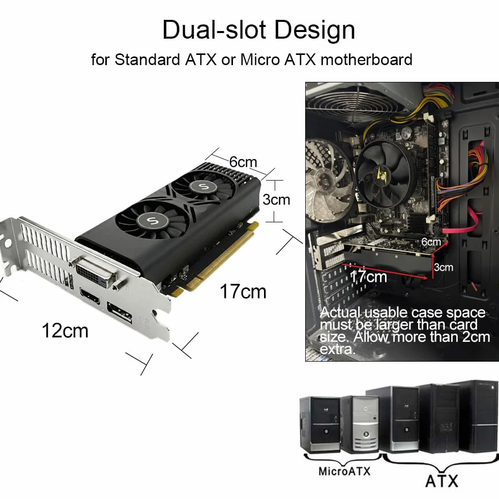 Karta graficzna GTX 1050 do PC, 4 GB GDDR5 128-bit, HDMI DisplayPort DVI-D, komputer GPU, karta wideo do gier, niskoprofilowa, PCI Express x16, DirectX 12