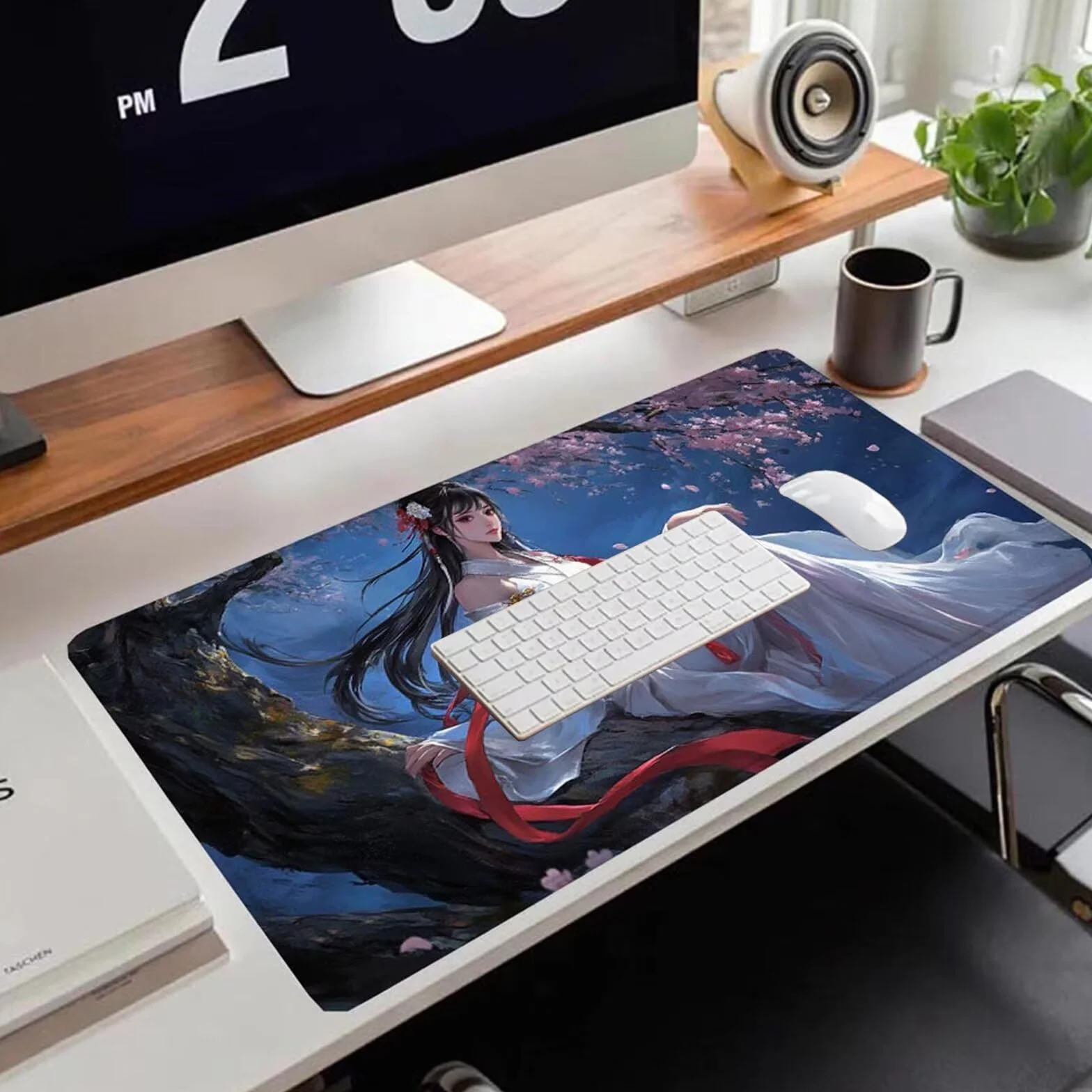 Gamingowa podkładka pod mysz 1200 x 600 x 3 mm, XXL, wodoszczelna, odporna na ścieranie, z przyszytymi krawędziami, niebieska, podkładka na biurko, poprawia prędkość i precyzję pod laptopa, komputer