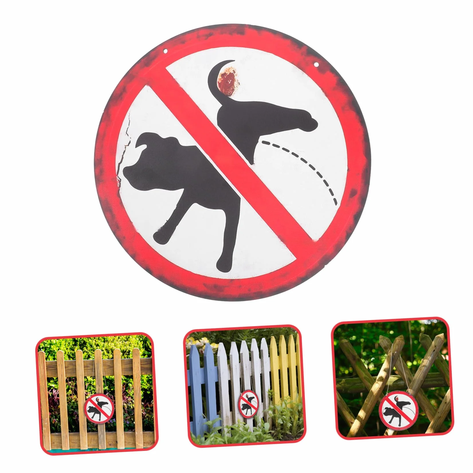 Retro No Dog Poop Sign Aged Decorative Lawn Garden Keep Clean Pet Waste Management Outdoor Decoration