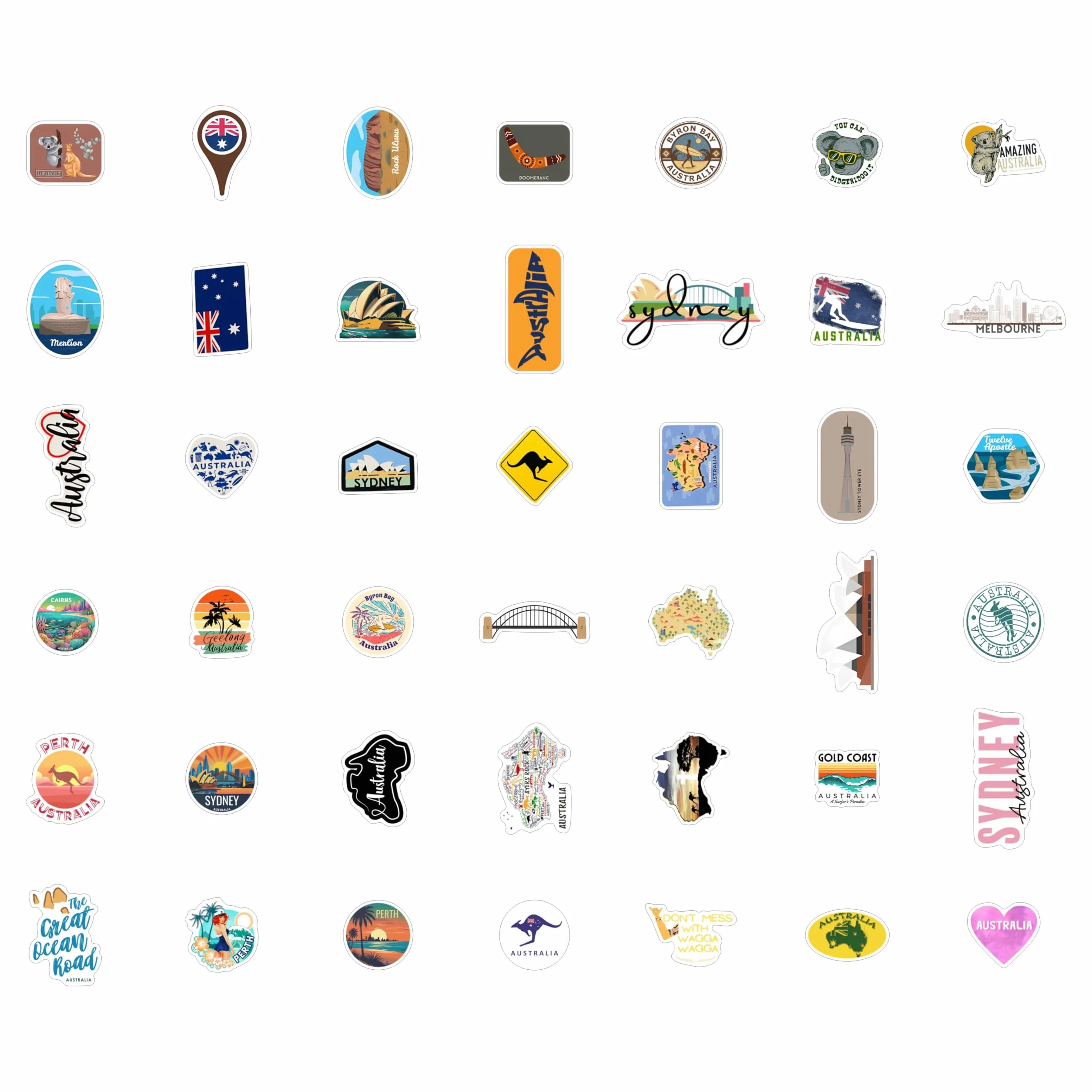 Naklejki Australia na Butelki z Wodą i Laptopa - Dekoracje i Upominki z Motywem Australijskim, Wodoodporne Winylowe Naklejki - Australia Stickers