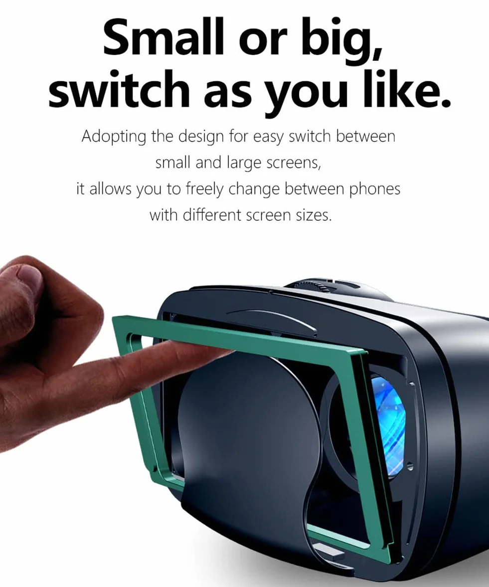 Gogle 3D VR, wirtualny zestaw słuchawkowy z kontrolera, odpowiedni dla smartfonów 4,7"-7.0", odpowiedni do gier 3D i prezentów wideo dla dzieci i dorosłych