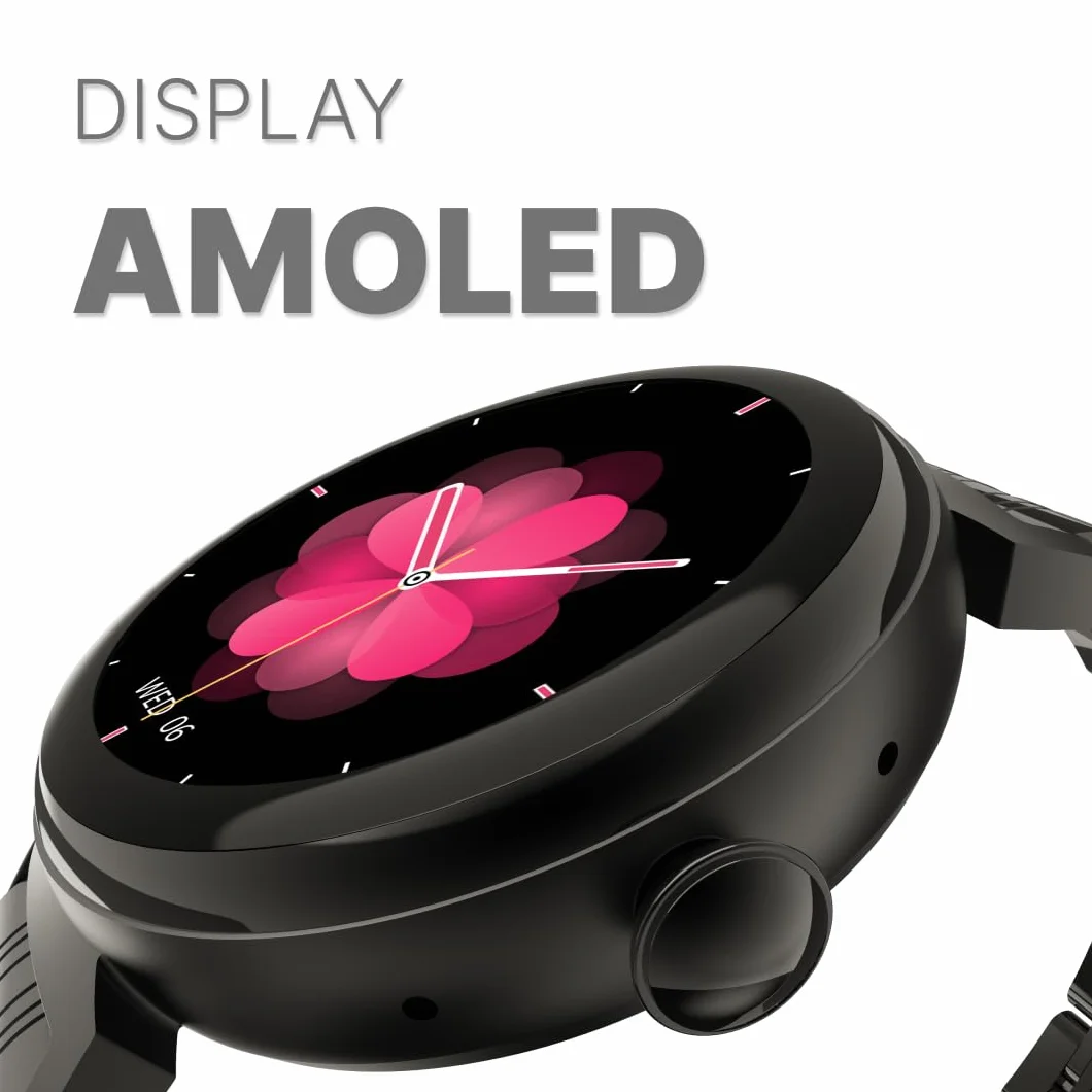 HiFuture Aura damski smartwatch, wyświetlacz AMOLED ze stali nierdzewnej 1,08 cala, czujnik tętna, czujniki Real SpO2, krokomierz, wodoodporny IP68, kompatybilny z Androidem i iOS