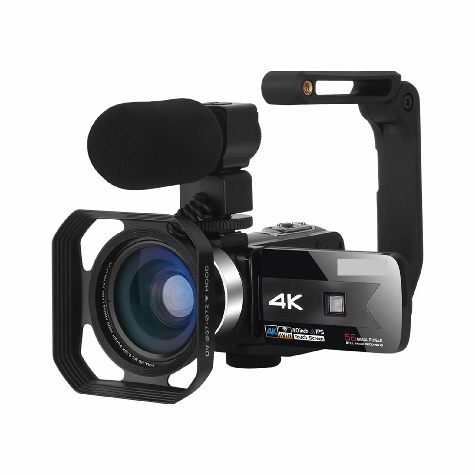 Kamera Wideo, Kamera kamery wideo 4K 5 6mp. WIFI Night Vision Beauty Light Touch Ekran Digital Vlogging Camera(16GB SD Card,K1 Gray)
