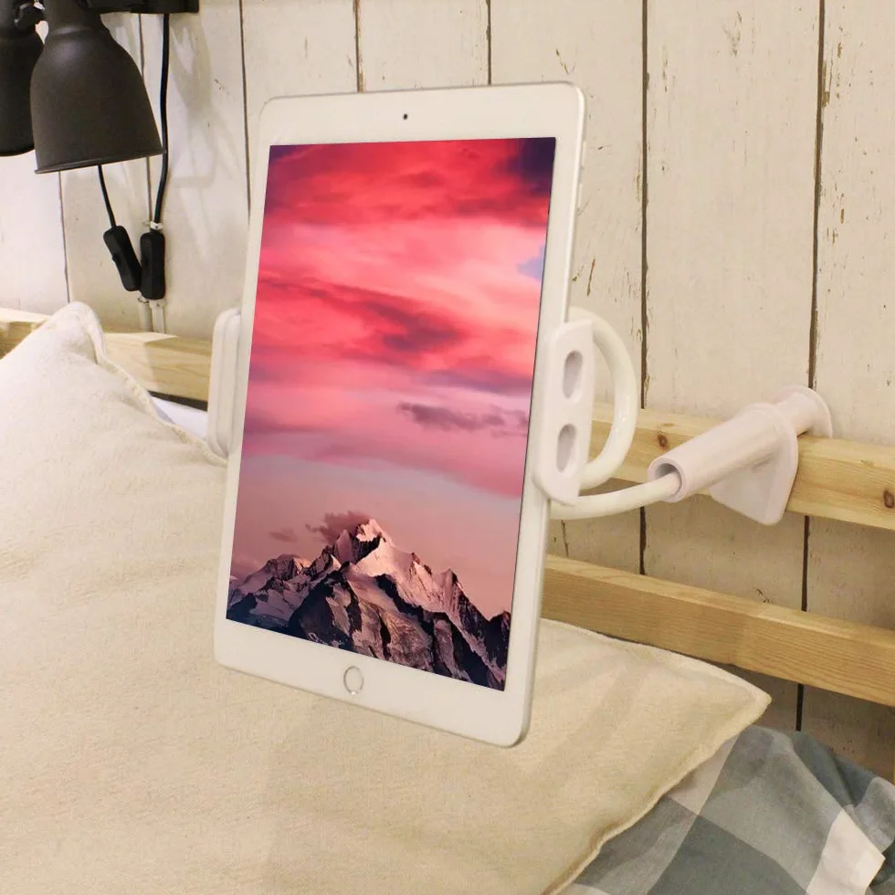 Uchwyt na Telefon z Gęsią Szyją 78 cm, Wspornik na Tablet 4-11 cali, Regulowane Ramię Biały