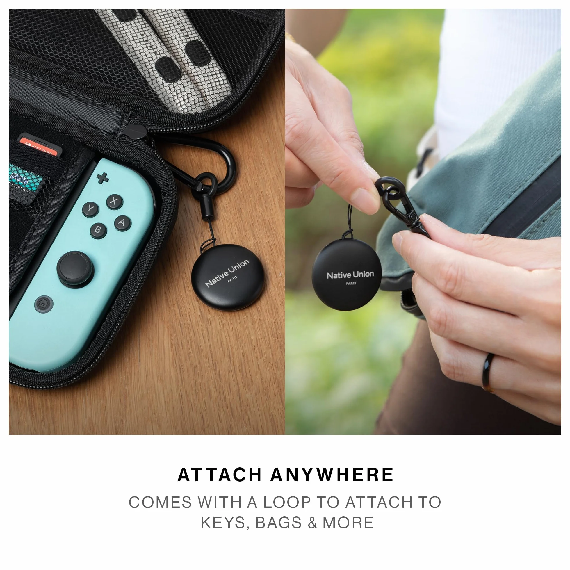 Native Union Find It Tag – Bluetooth Lokalizator – Znajdź Klucze, Plecak, Walizki – Kompatybilny z Apple Find My – Smukły design – Wymienna bateria na 1 rok – Głośny alarm