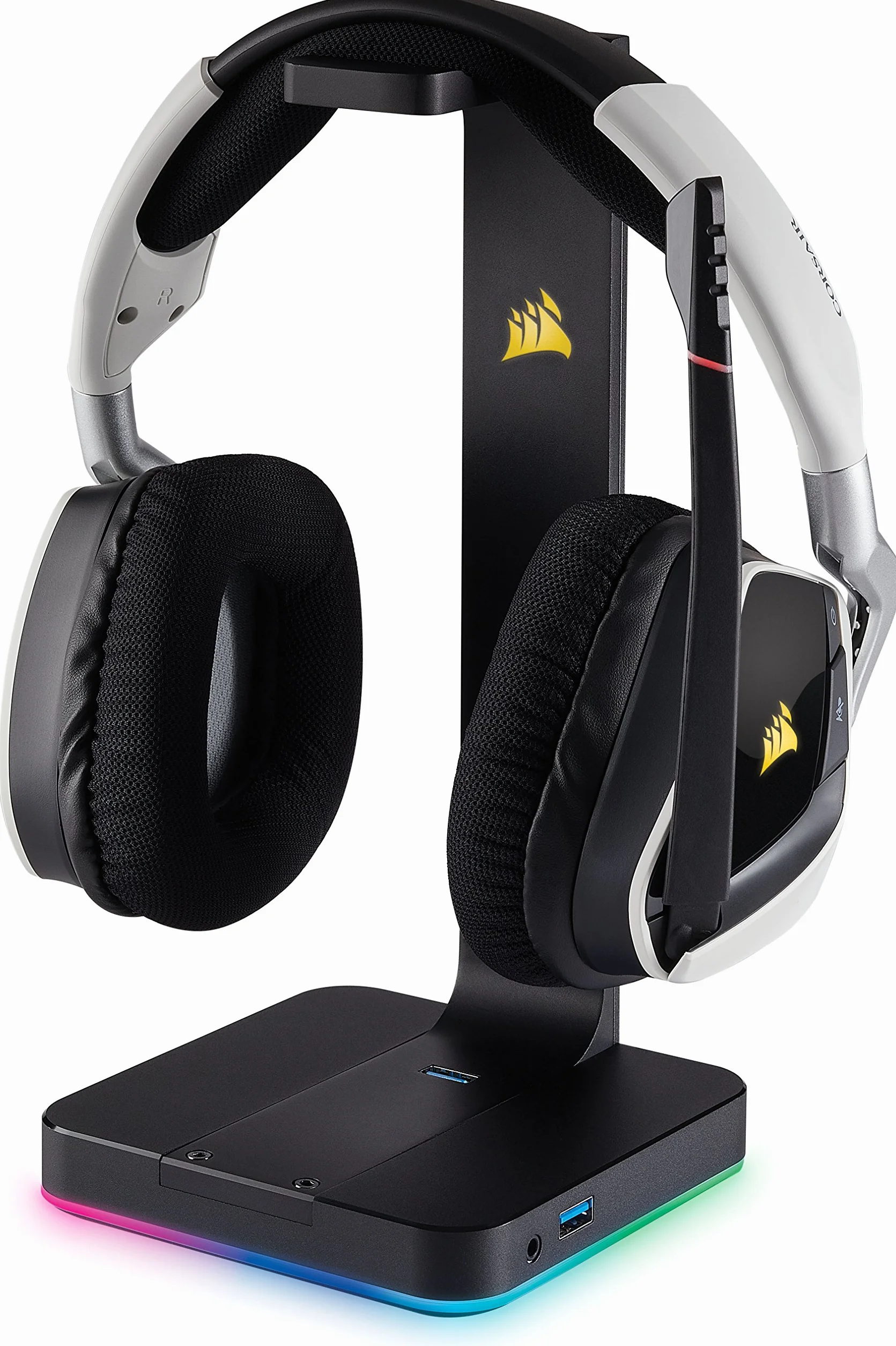 Corsair CA-9011167-EU, Premium Stojak na Słuchawki z Aluminium 2 x USB 3.1, Czarny