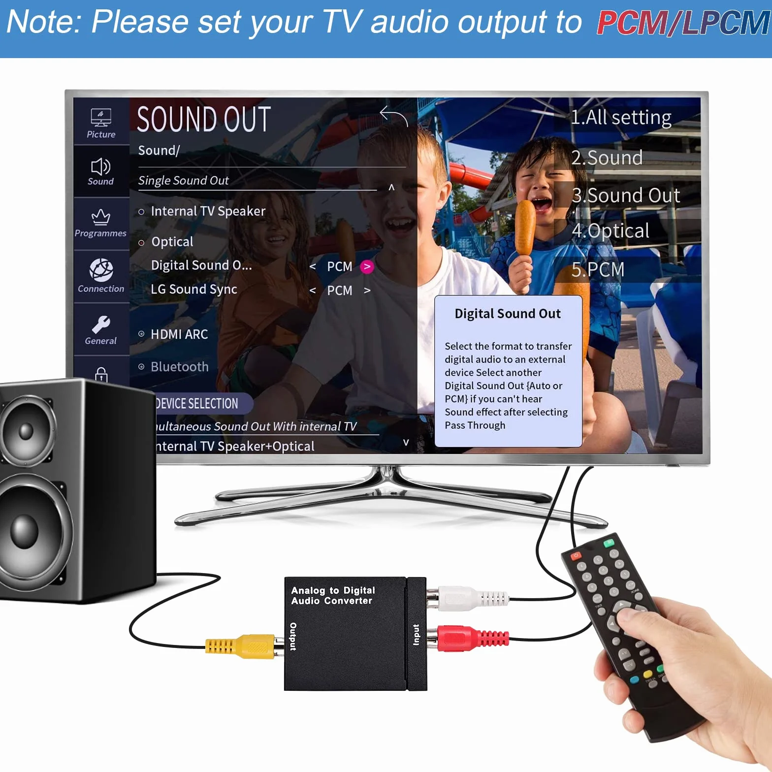 Analogowy Konwerter Cyfrowy Stereofoniczny Audio Adapter 3,5 mm RCA L/R na cyfrowy SPDIF Optyczny Toslink Koncentryczny dla PS4 PS5 HDTV Xbox Blue Ray Sky HD DVD