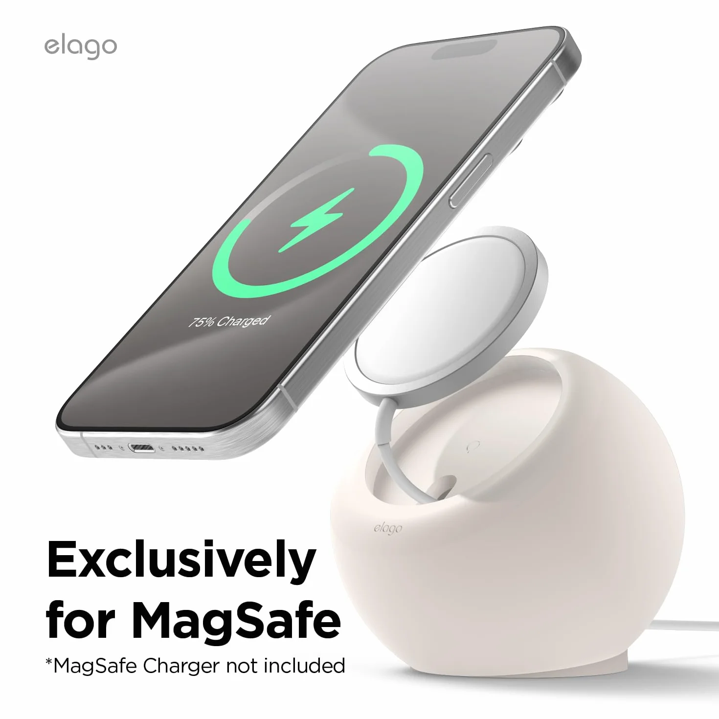 elago Stojak do Ładowania MS2 do Ładowarki MagSafe | Silikonowa Podstawka Klasy Premium, Brak Ładowarki Bezprzewodowej, Tryb Gotowości iOS (Kamienny Szary)