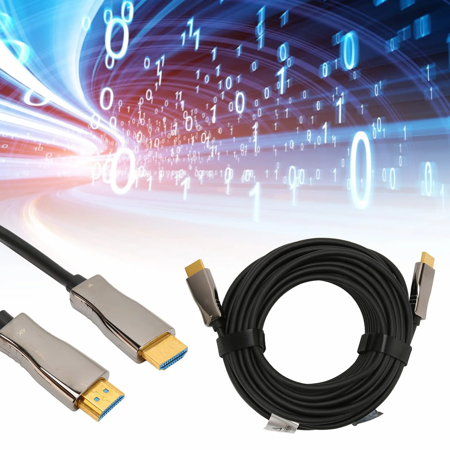 Qcwwy Kabel Interfejsu Multimedialnego 4K HD 2.1, Duża prędkość 18 Gb/s, Kabel Optyczny do Kontrolerów Gier, do Projektora (25 m / 82 stopy)