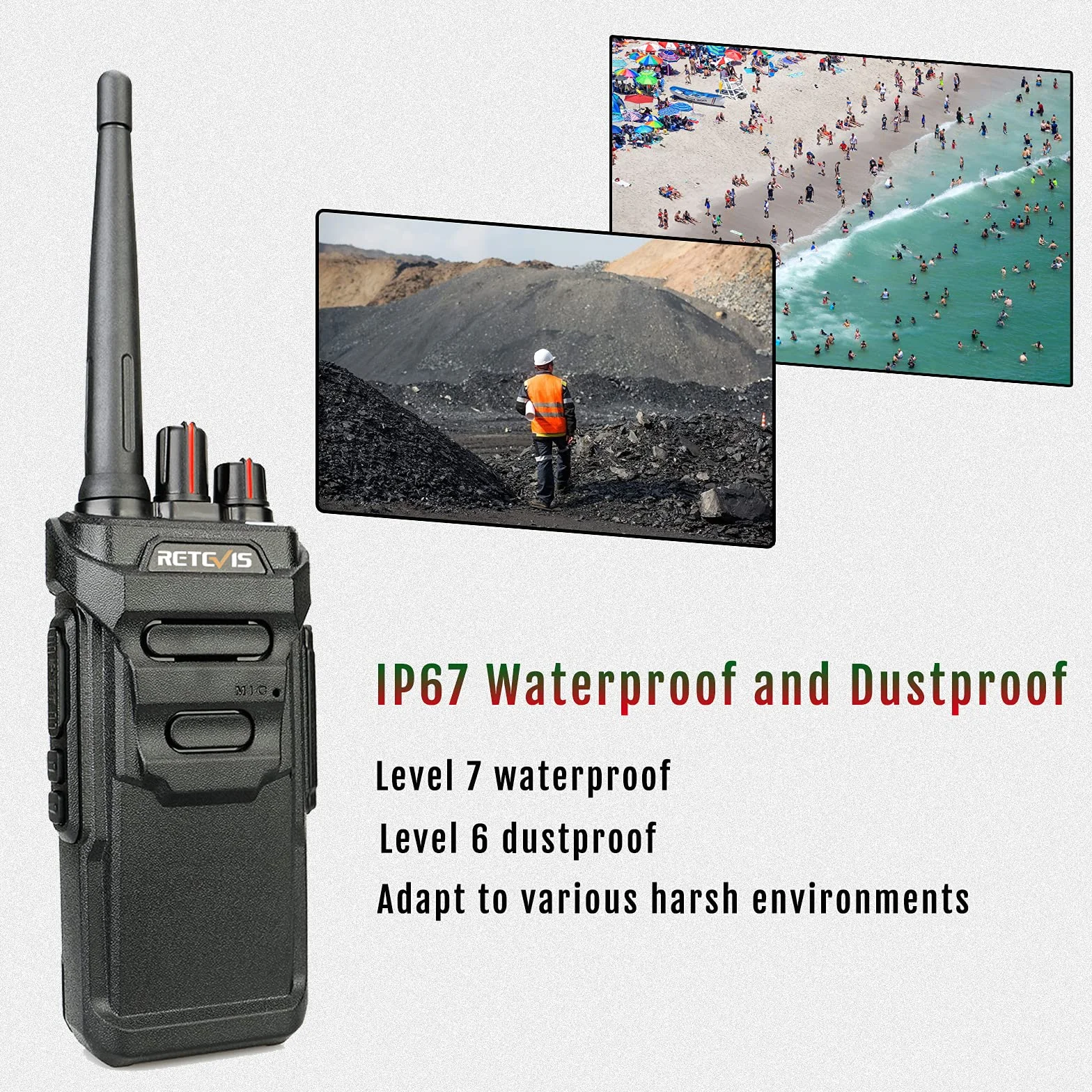 Retevis RT648 Walkie Talkie, Wodoodporność IP67, Bez Licencji PMR446, Walkie Talkie z Sześciokierunkową Ładowarką, Skanowanie VOX, Krótkofalówka Dalekiego Zasięgu (6 Szt, Czarna)