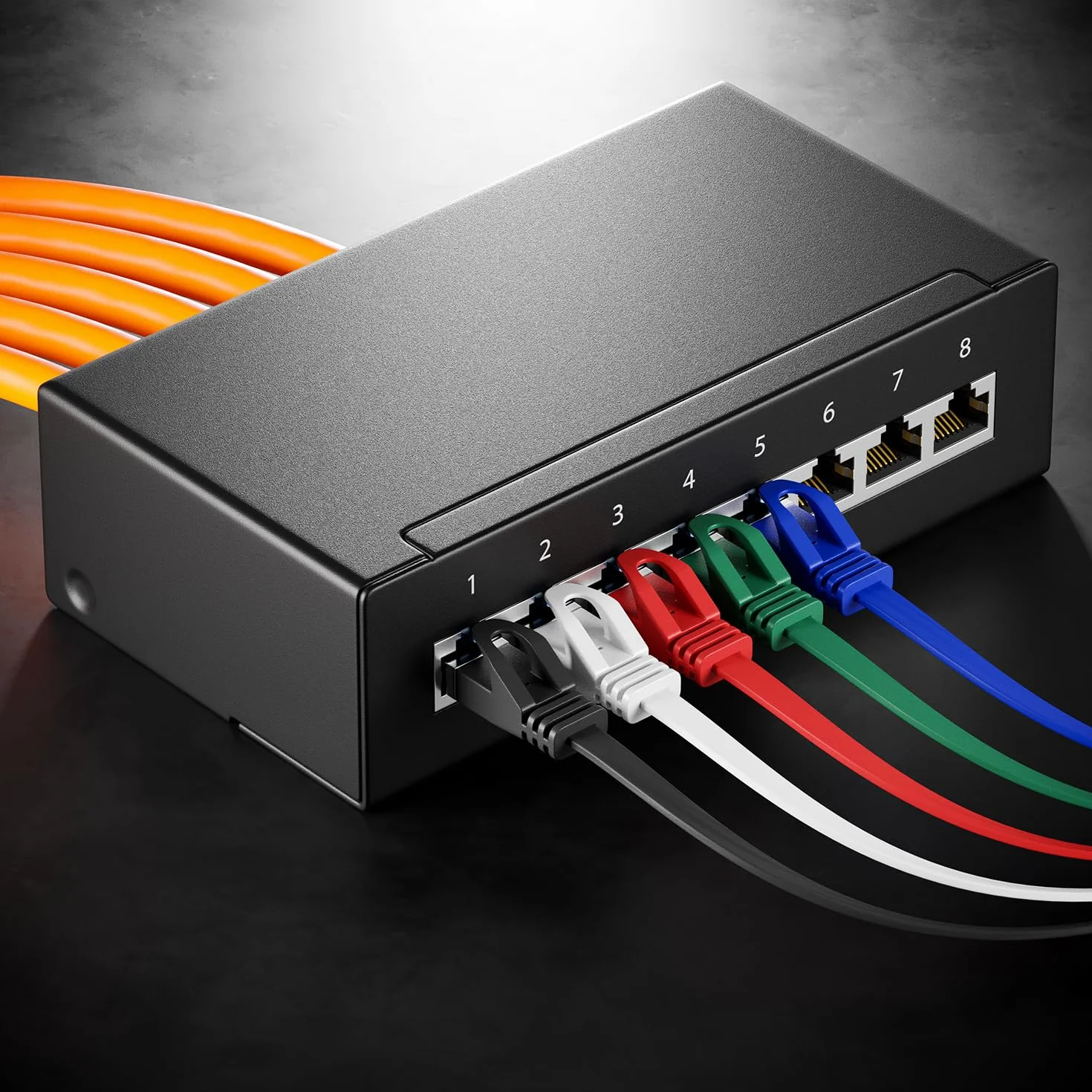deleyCON 5x 0,5m Płaski CAT7 Kabel Sieciowy 10 Gbit/s Gigabit LAN RJ45 Ethernet Patchkabel