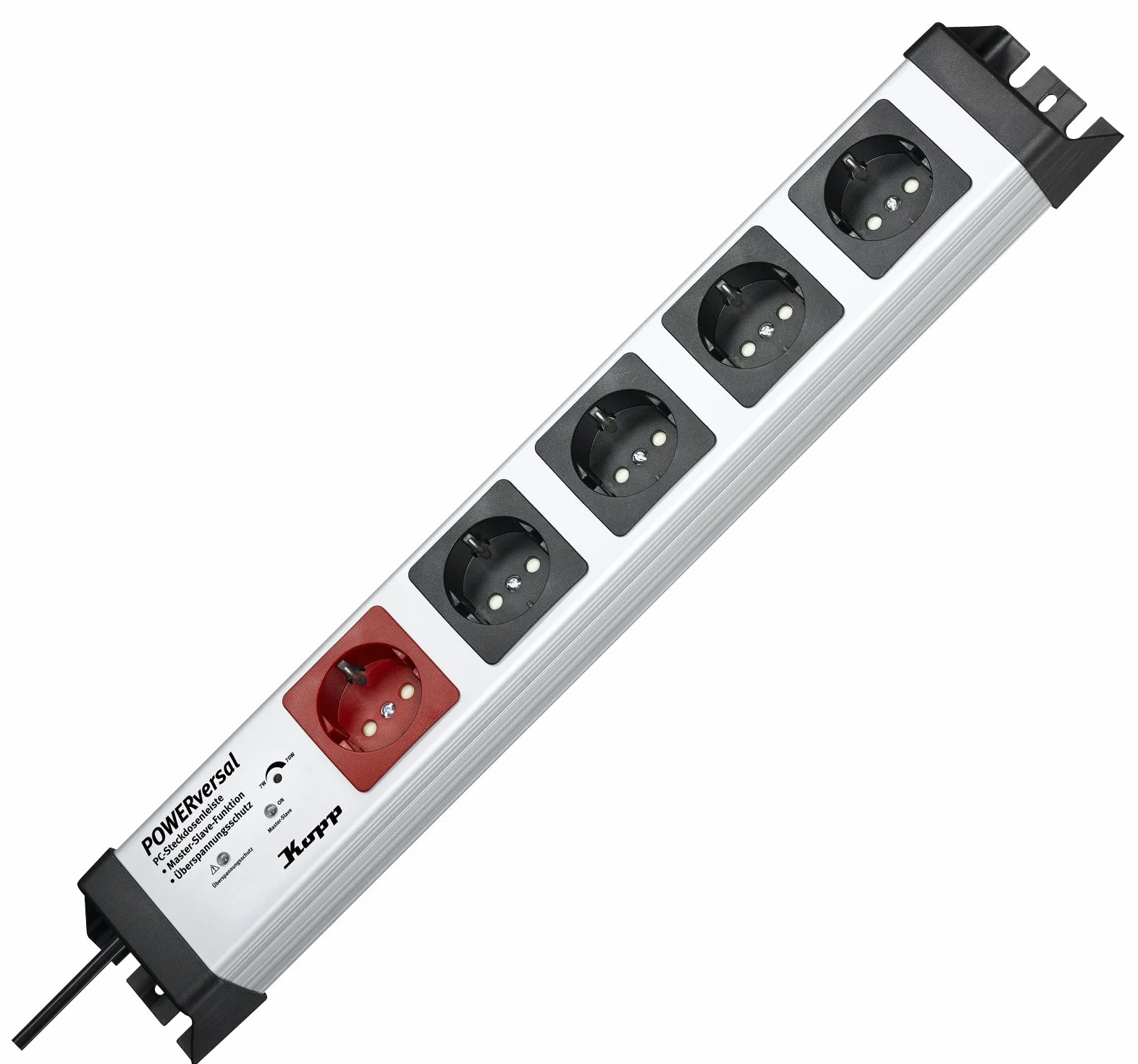 Kopp 227820012 Powerversal Listwa Antyprzepięciowa Zasilająca 1+4-krotna z Master-Slave z Filtrem Przepięciowym Safetronic
