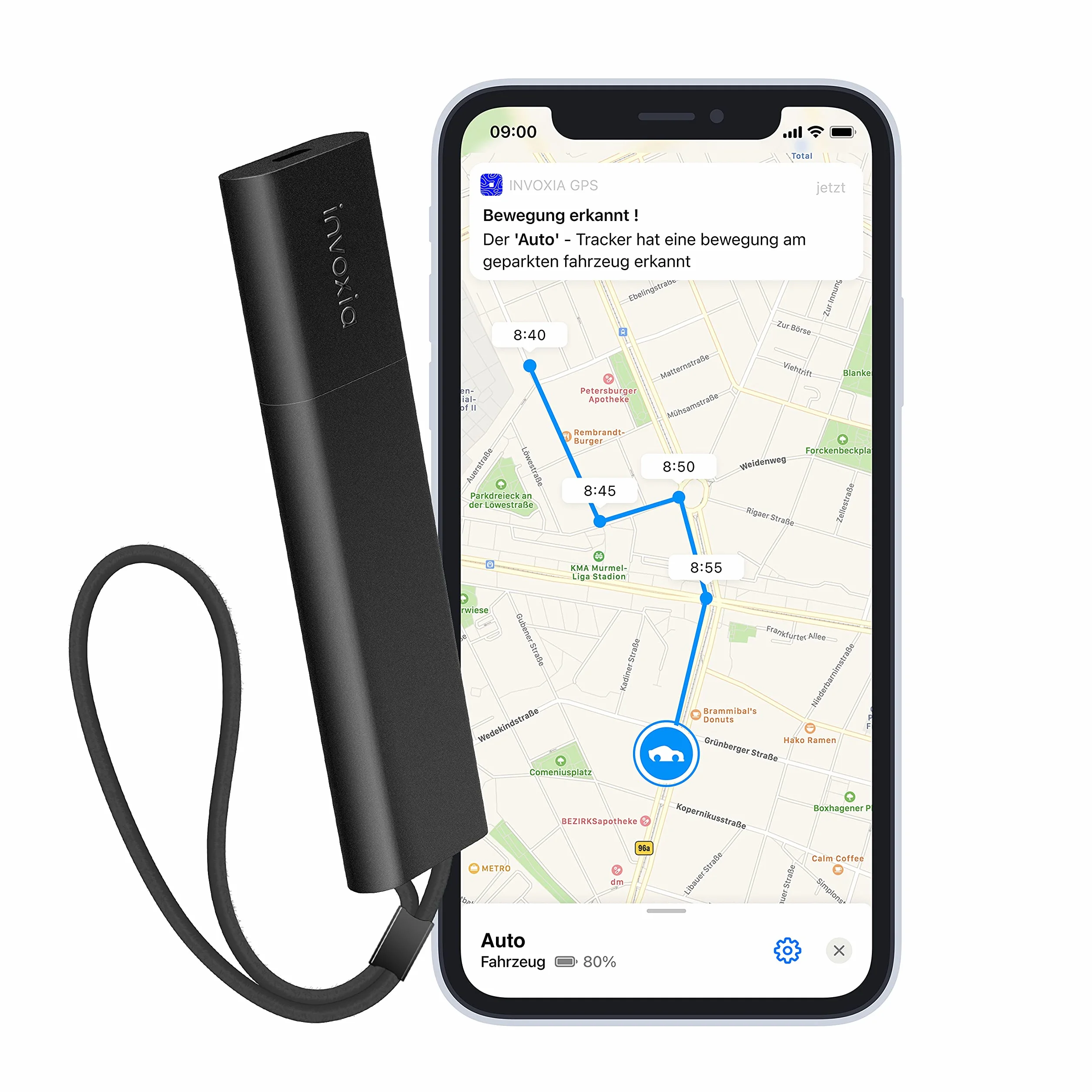 Invoxia Cellular lokalizator GPS – do wszystkich samochodów, motocykli, rowerów oraz dla seniorów, dzieci, przedmiotów wartościowych – do 4 miesięcy czasu pracy baterii – w tym karta SIM i 1-rok ABO – 4G LTE-M