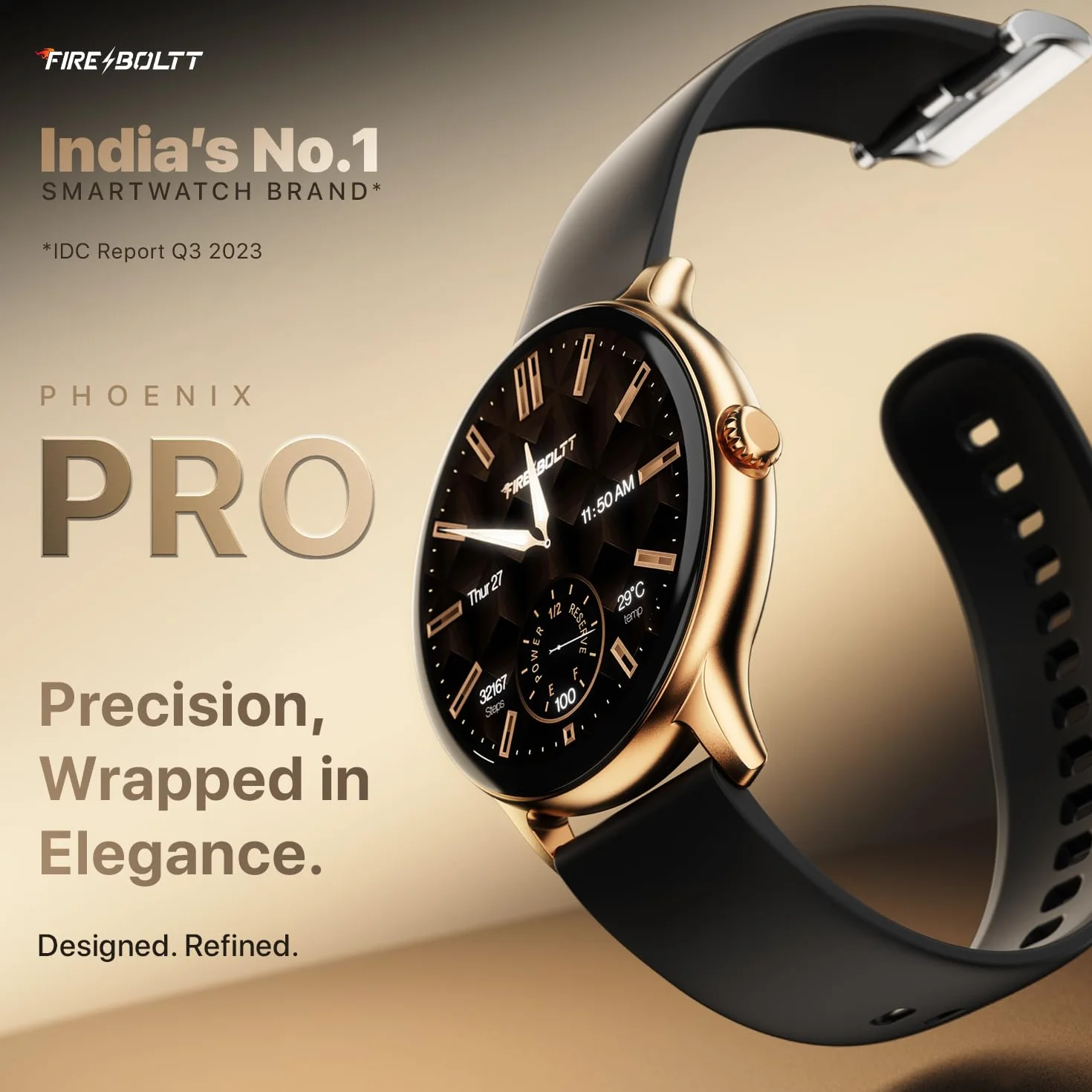 Fire-Boltt Phoenix Pro Smart Watch 3.5 cm wyświetlacz HD, połączenia Bluetooth, asystent głosowy AI, 120 trybów sportowych, wodoodporność IP67, monitor SpO2, inteligentny zegarek dla mężczyzn i kobiet