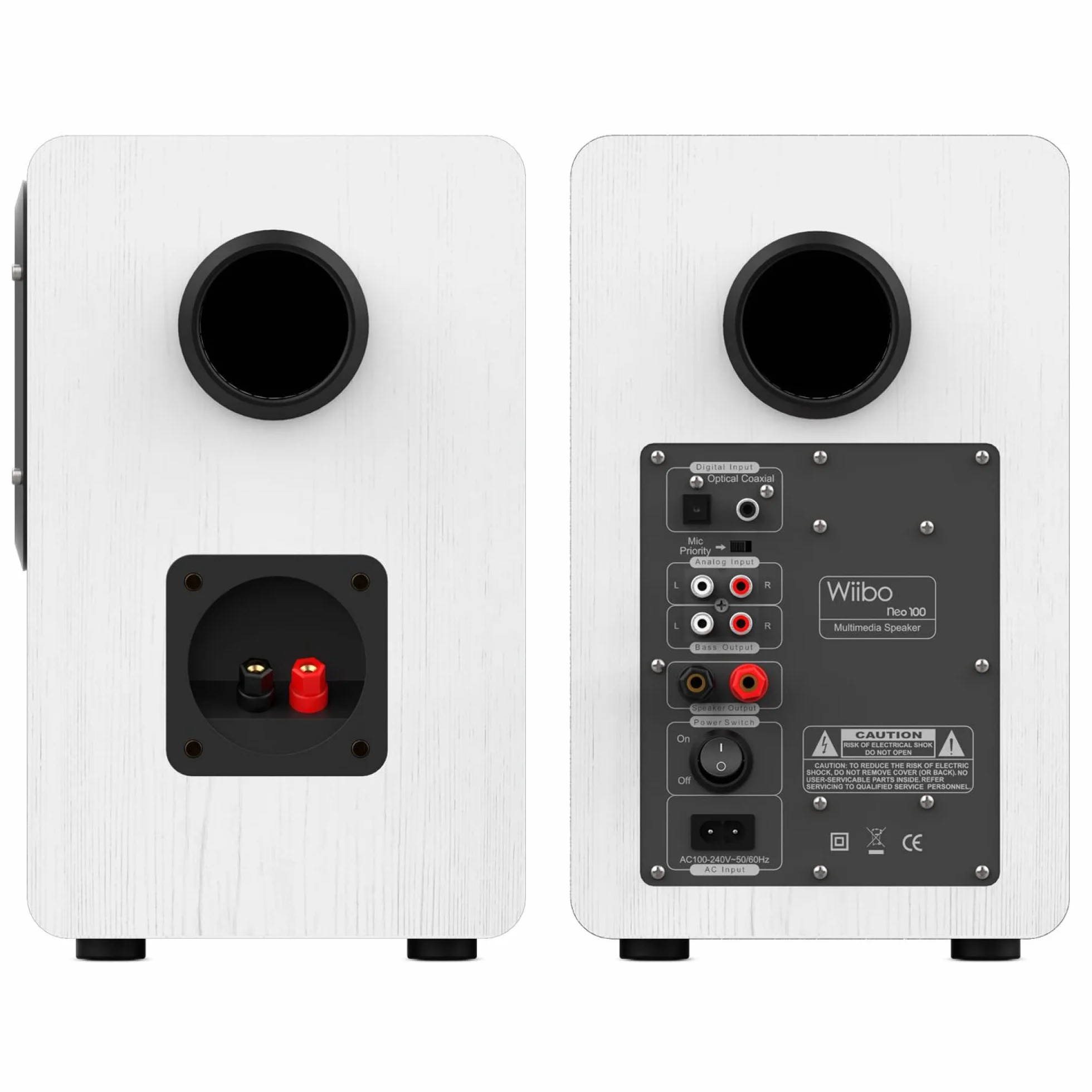 Wiibo Neo 100 - Przenośne głośniki Bluetooth Vintage - Inteligentne głośniki HiFi - Głośniki półki - Moc 100W - 250 mm x 180 mm x 300 mm - Biały