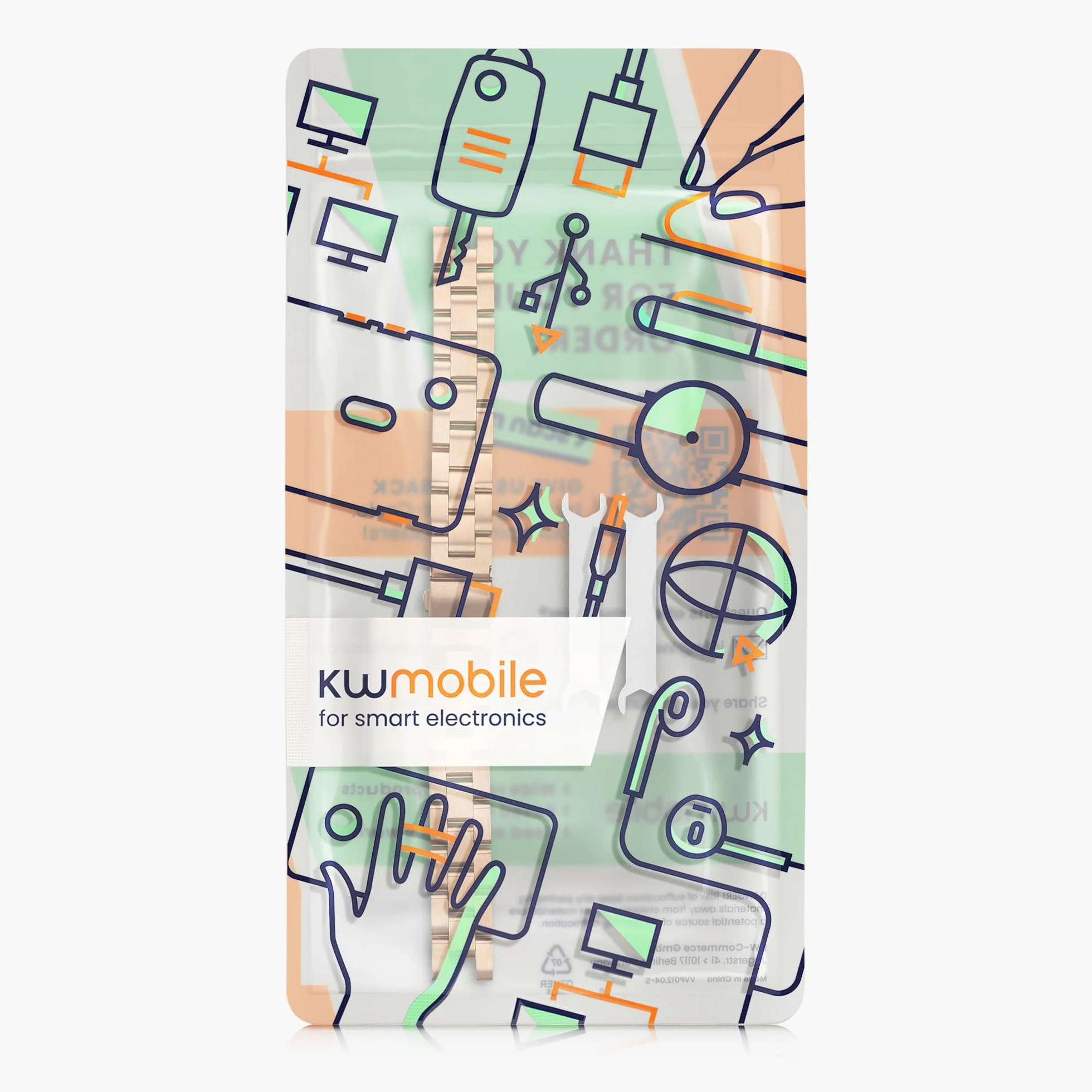 kwmobile Pasek do zegarka ze stali nierdzewnej, kompatybilny z Garmin Lily Sport, zapasowy pasek do smartwatcha, wymiary wewnętrzne 14-22 cm, różowe złoto