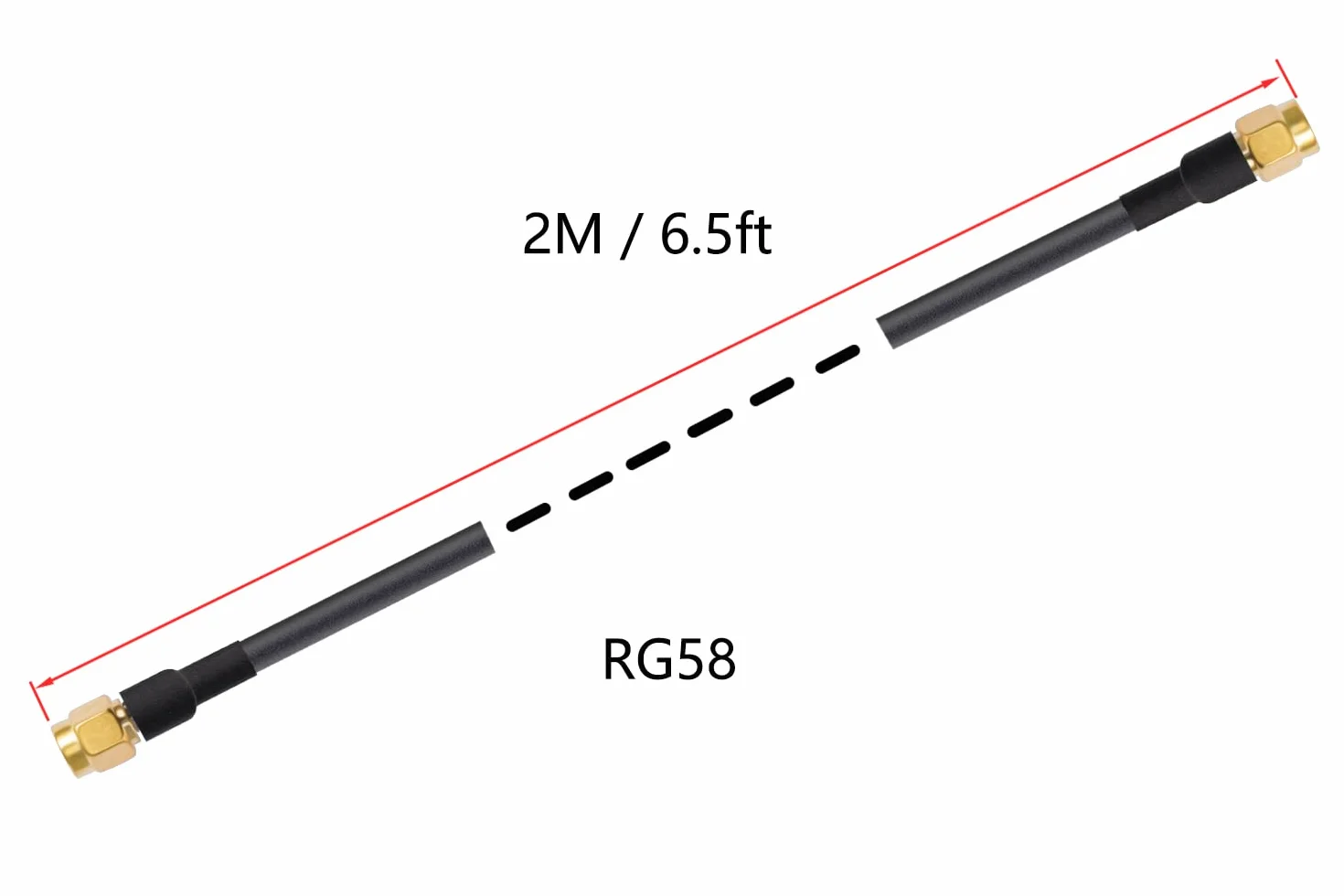 Przedłużacz Anteny SMA Męski na SMA Męski Kabel Pigtailowy RG58 6.5ft/2M do WiFi 4G Router