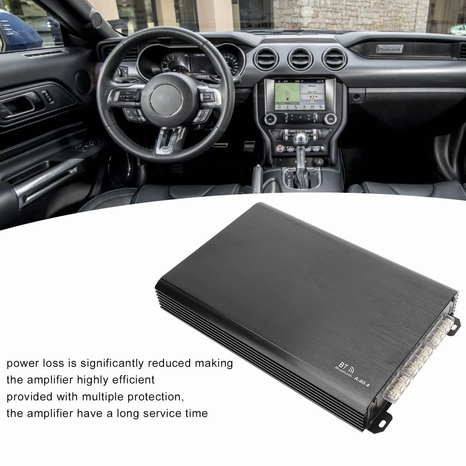 Wzmacniacz Samochodowy 4-kanałowy, Klasa AB, Potężny Wzmacniacz Stereo Audio do Uniwersalnego Nagłośnienia Samochodowego, Metal, 1 Jednostka