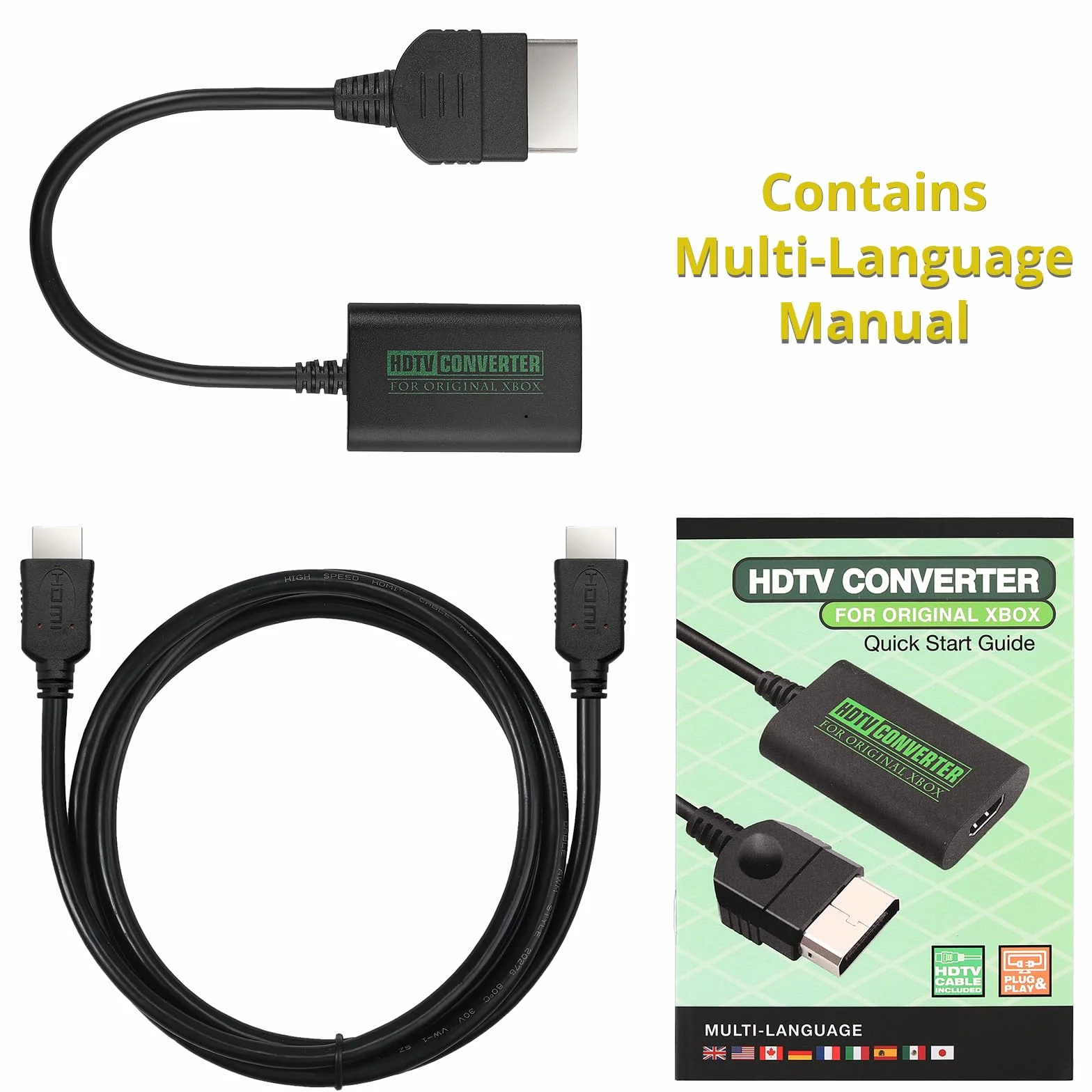 Oryginalny konwerter Xbox na HDMI, kabel HDMI do oryginalnej konsoli, obsługuje wszystkie rozdzielczości