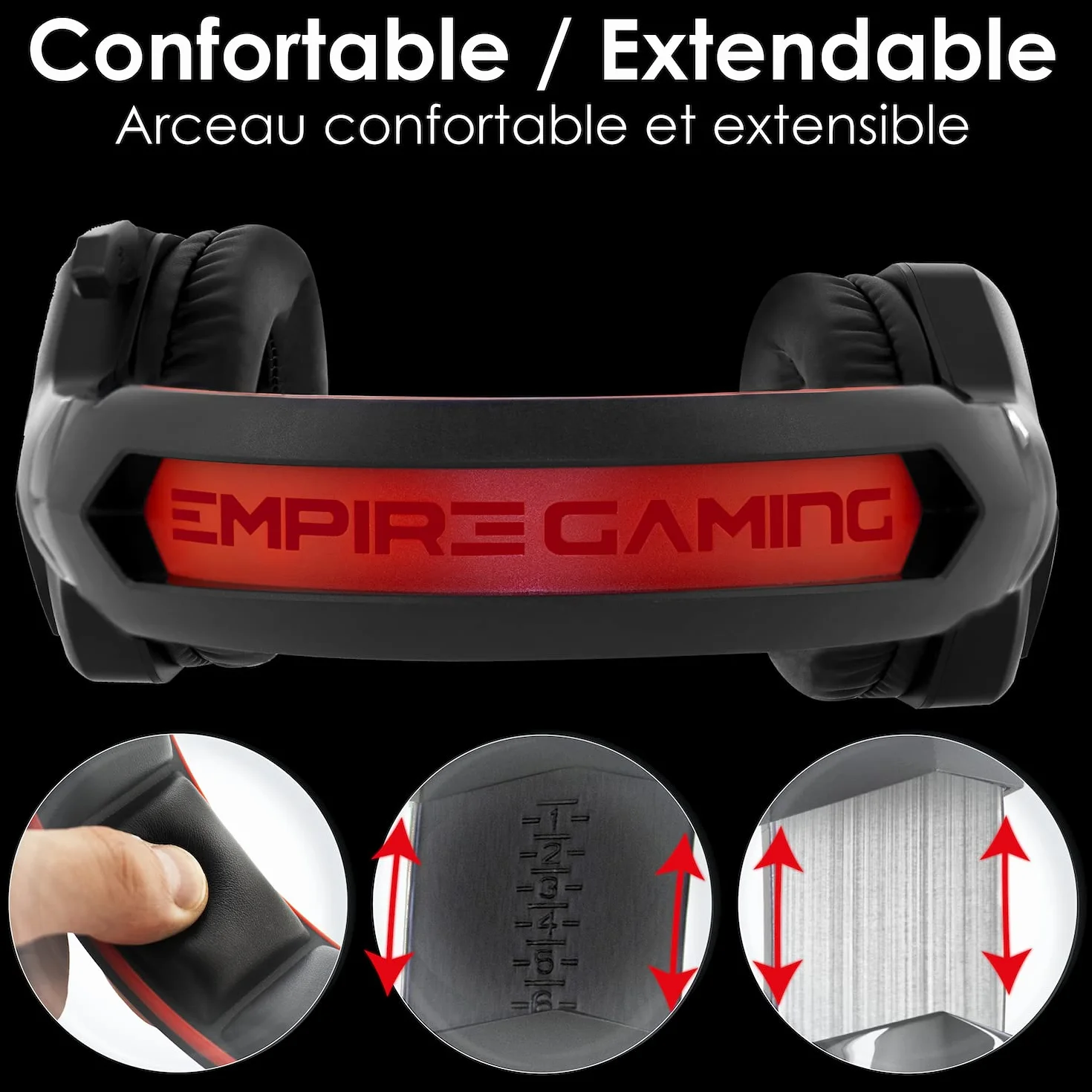 EMPIRE GAMING - WarCry P-W1 gamingowy zestaw słuchawkowy z mikrofonem – PC/PS4/PS5/Xbox/Mac-2.4 GHz Wireless – Surround Sound Stereo – LED czerwony