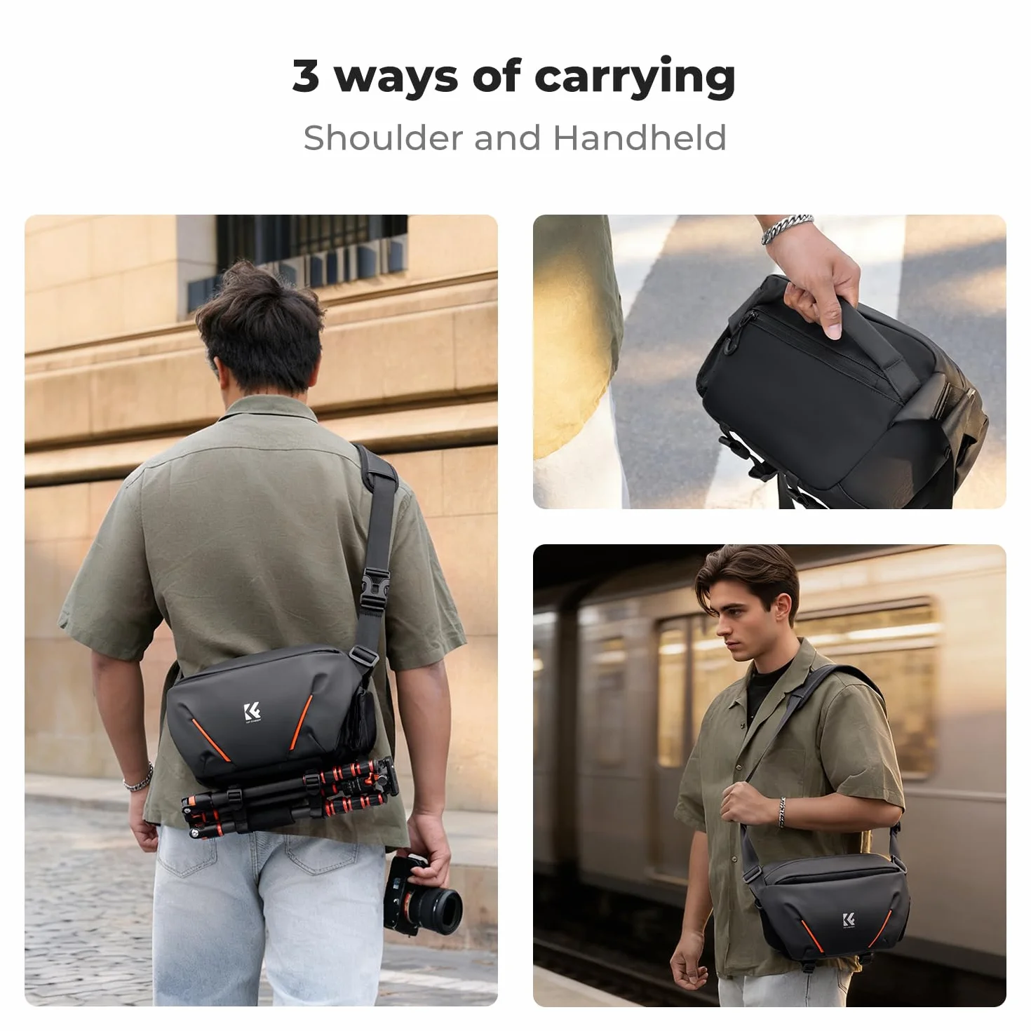 K&F CONCEPT Torba na ramię na aparat, torba na aparat z półotwartą przednią kieszenią. Kompatybilna z aparatami fotograficznymi i obiektywami