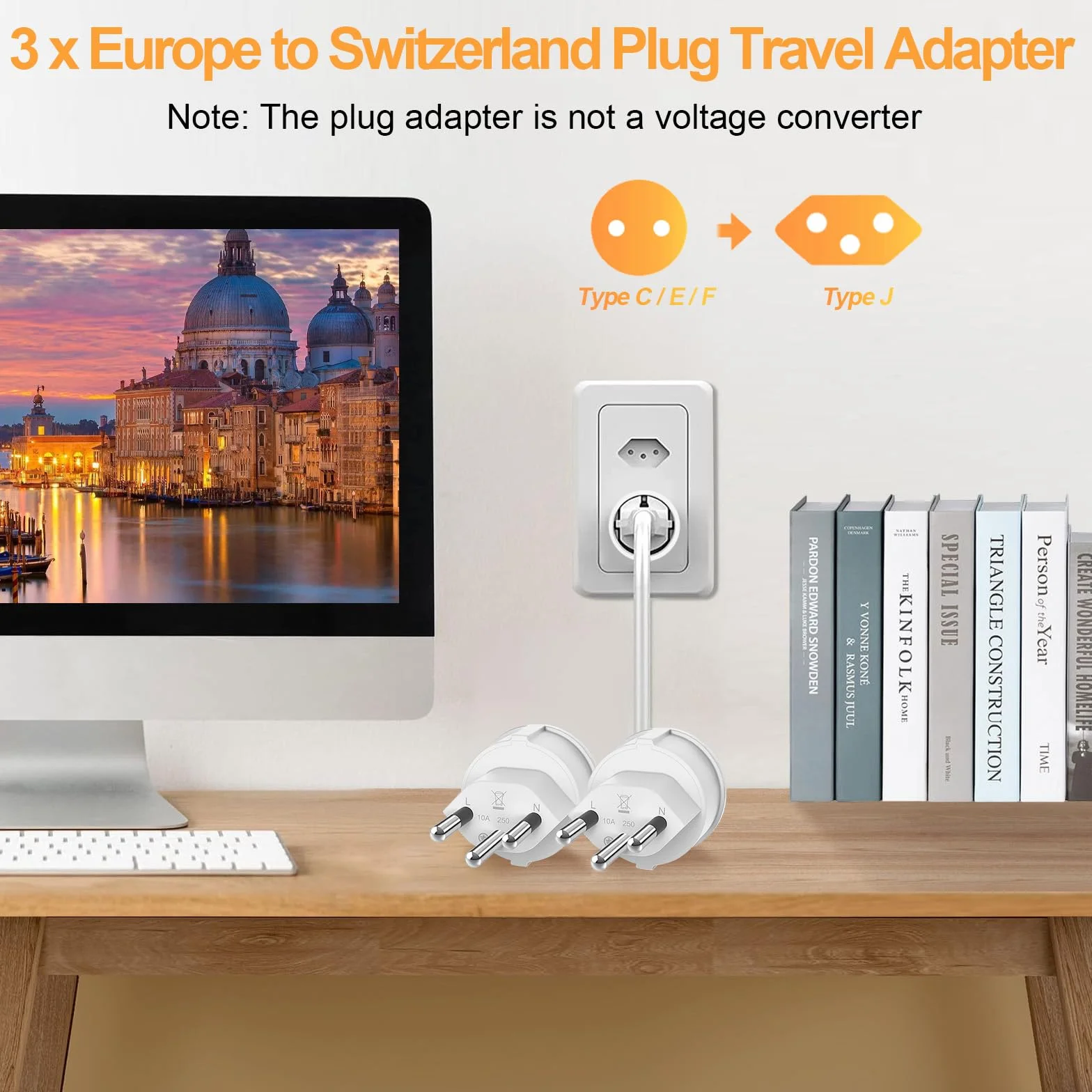 Adapter z wtyczką szwajcarską Francja Szwajcaria, 3 piny z Europy na 3 piny typu J, adapter podróżny z Francji na Szwajcarię, Malediwy, Rwanda, Liechtenstein