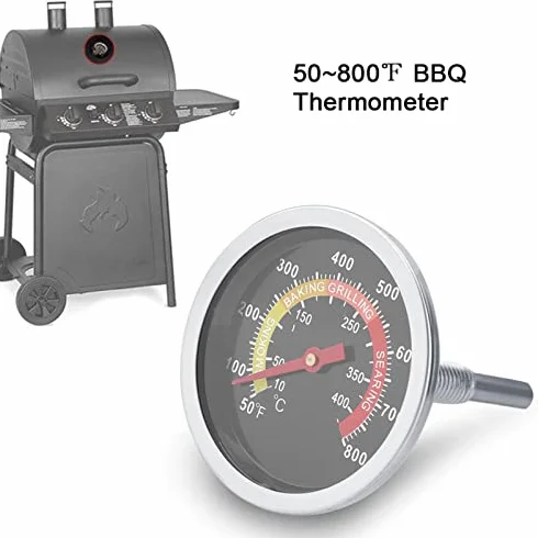 Termometr do Grilla ze Stali Nierdzewnej, Termometr w Zakresie od 50℉ do 800℉ Fahrenheita, do Dowolnego Grilla, Grilla lub Piekarnika