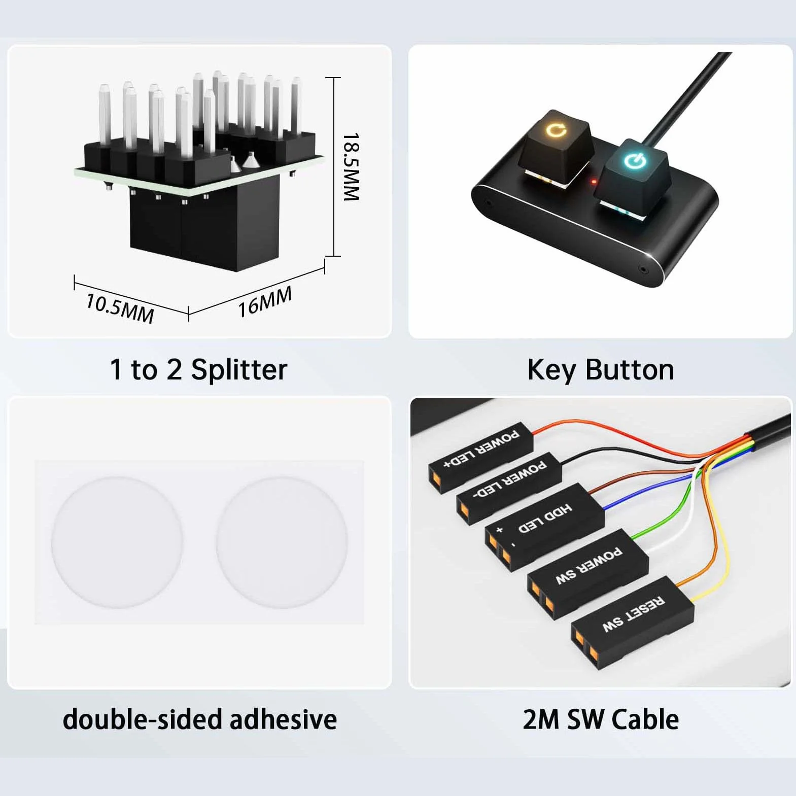 Przycisk zasilania komputera PC, rozgałęźnik przełącznika zasilania komputera stacjonarnego z przełącznikiem ON/OFF/Reset, diodą LED SW HDD, zewnętrzny przycisk komputera PC