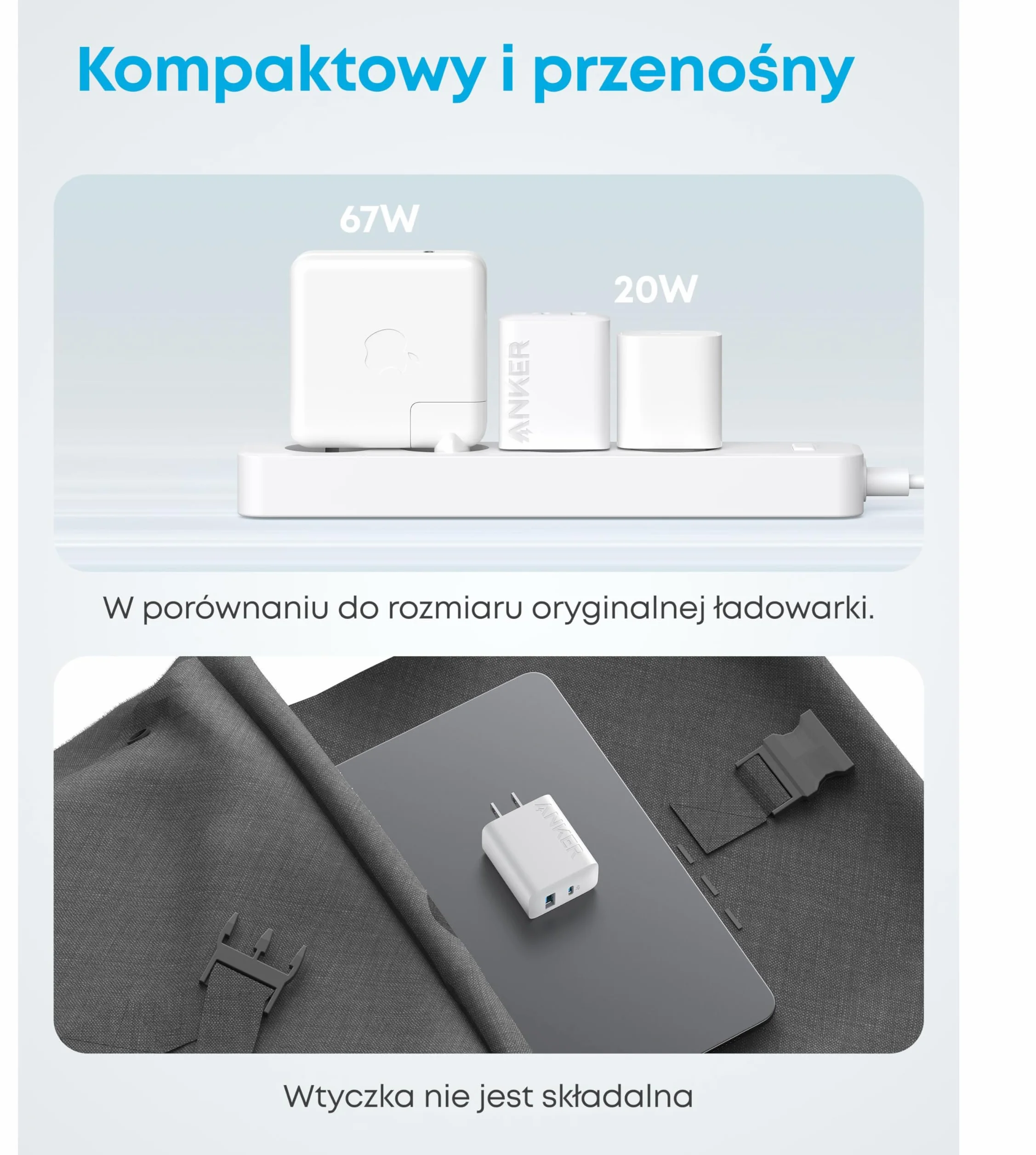 Anker Ładowarka 20W USB C Zasilacz Sieciowy z Kablem USB-C 150cm Biały