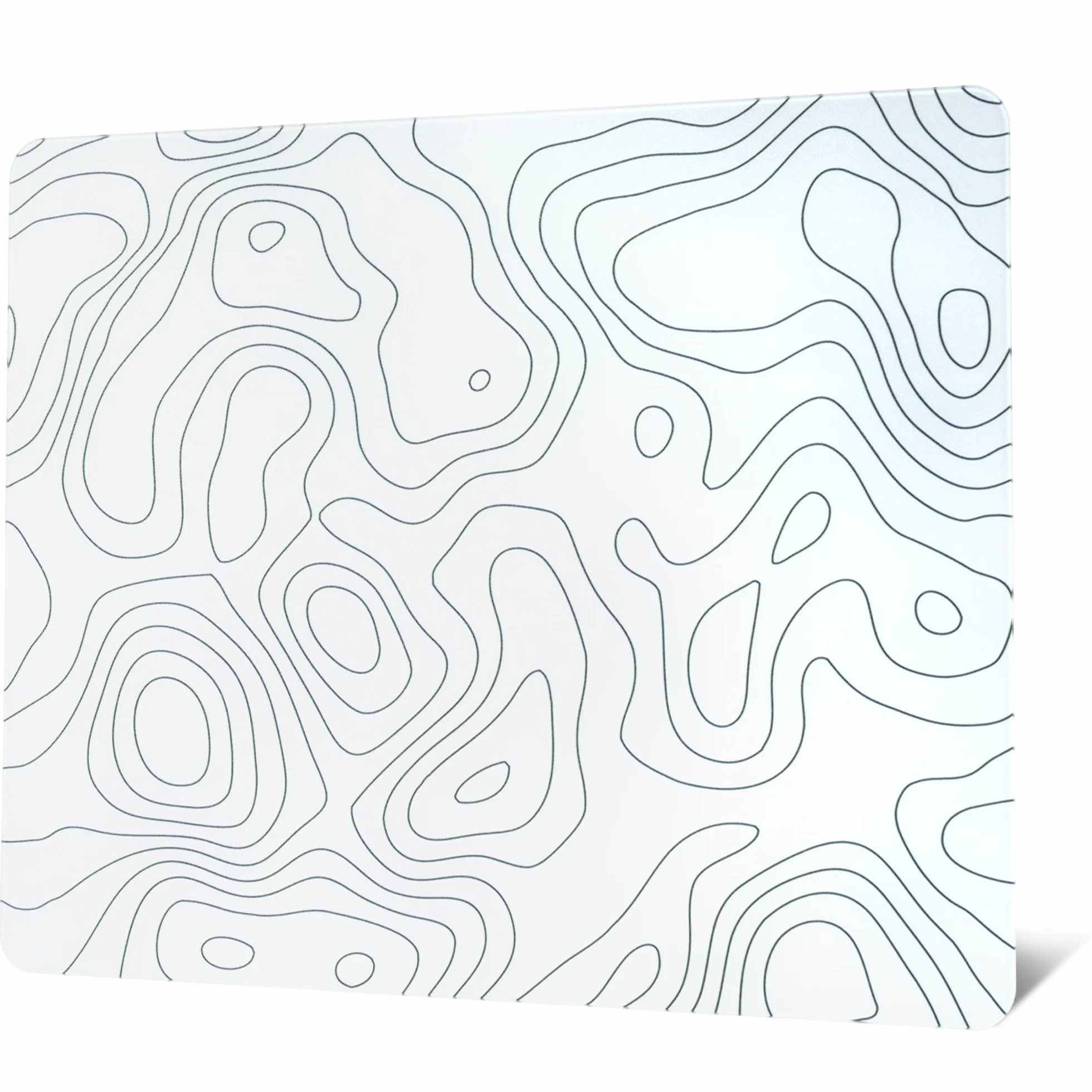 Szklana podkładka pod mysz do gier, biała topograficzna twarda podkładka pod mysz do gier, profesjonalna duża podkładka pod mysz 410 mm * 310 mm, specjalna szklana powierzchnia o zwiększonej precyzji